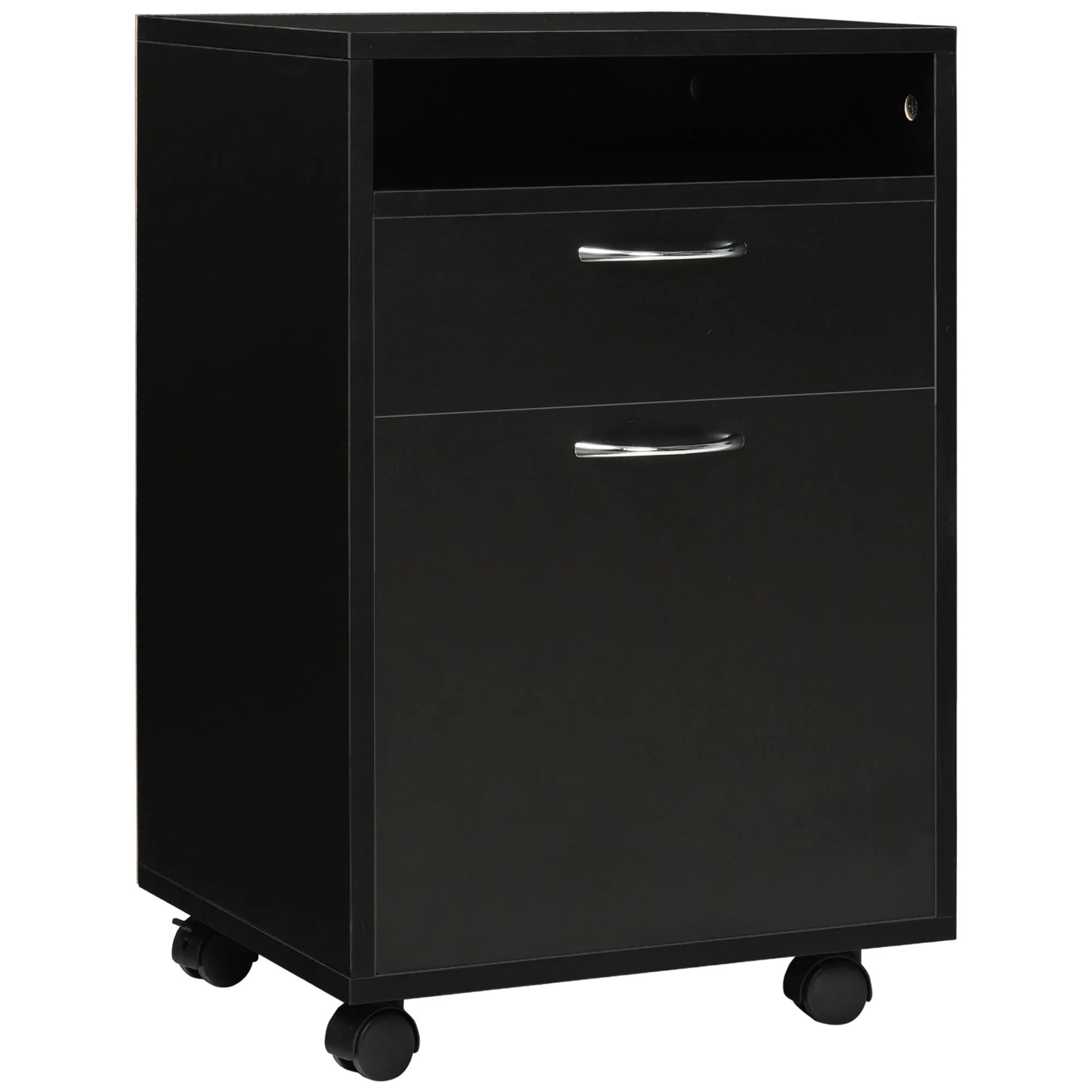 Mobile Filing Cabinet with Drawer, Space-Saving, Functional, Black - Image 2