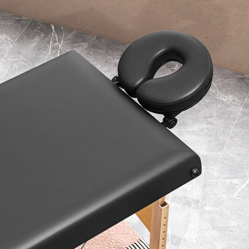 Mobile Massage Table, 2 Zones Foldable Adjustable 70 cm, Black Wooden Feet - Image 8