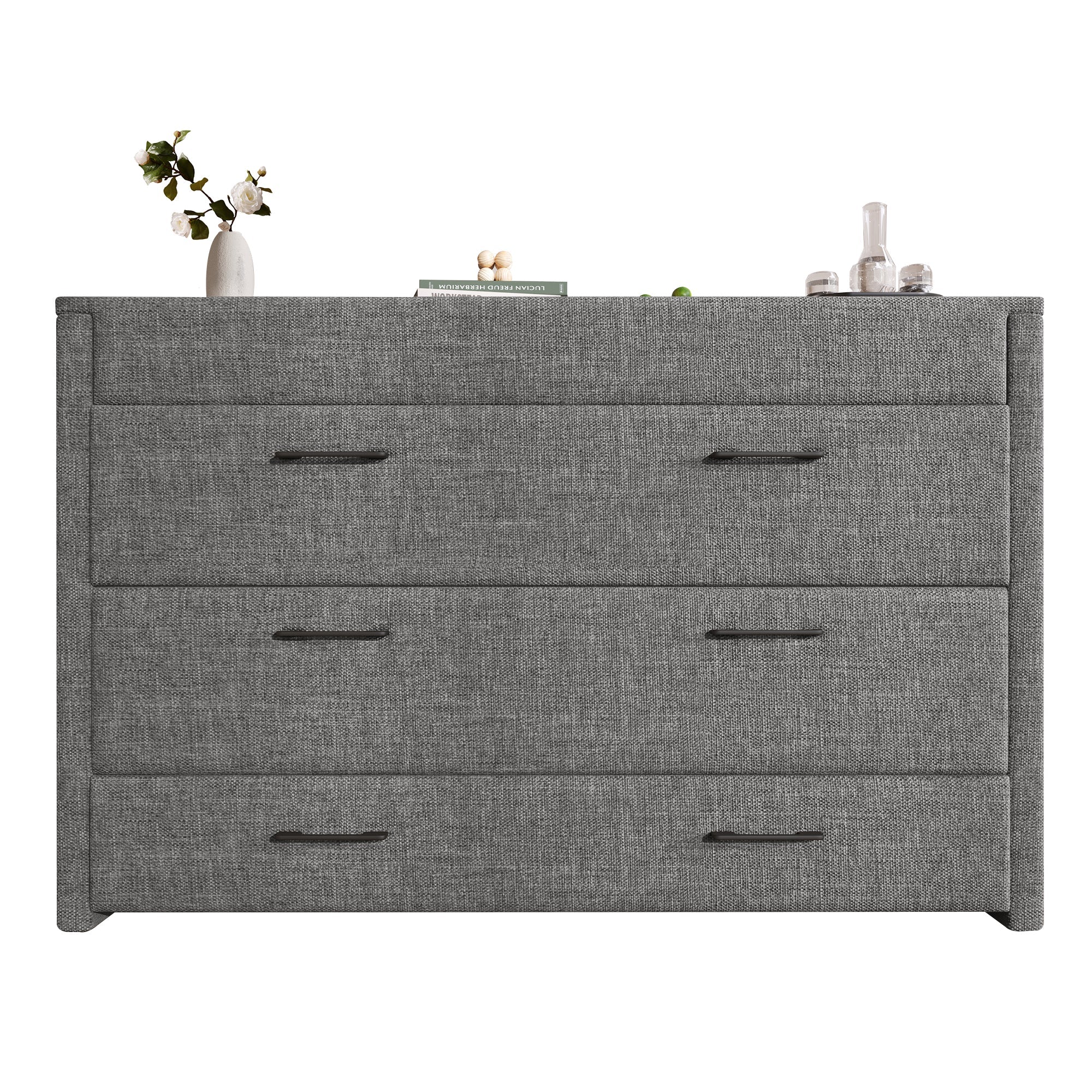 Mobile Murphy Bed with Storage and USB Ports, 140 x 200 cm, Grey Linen - Image 7