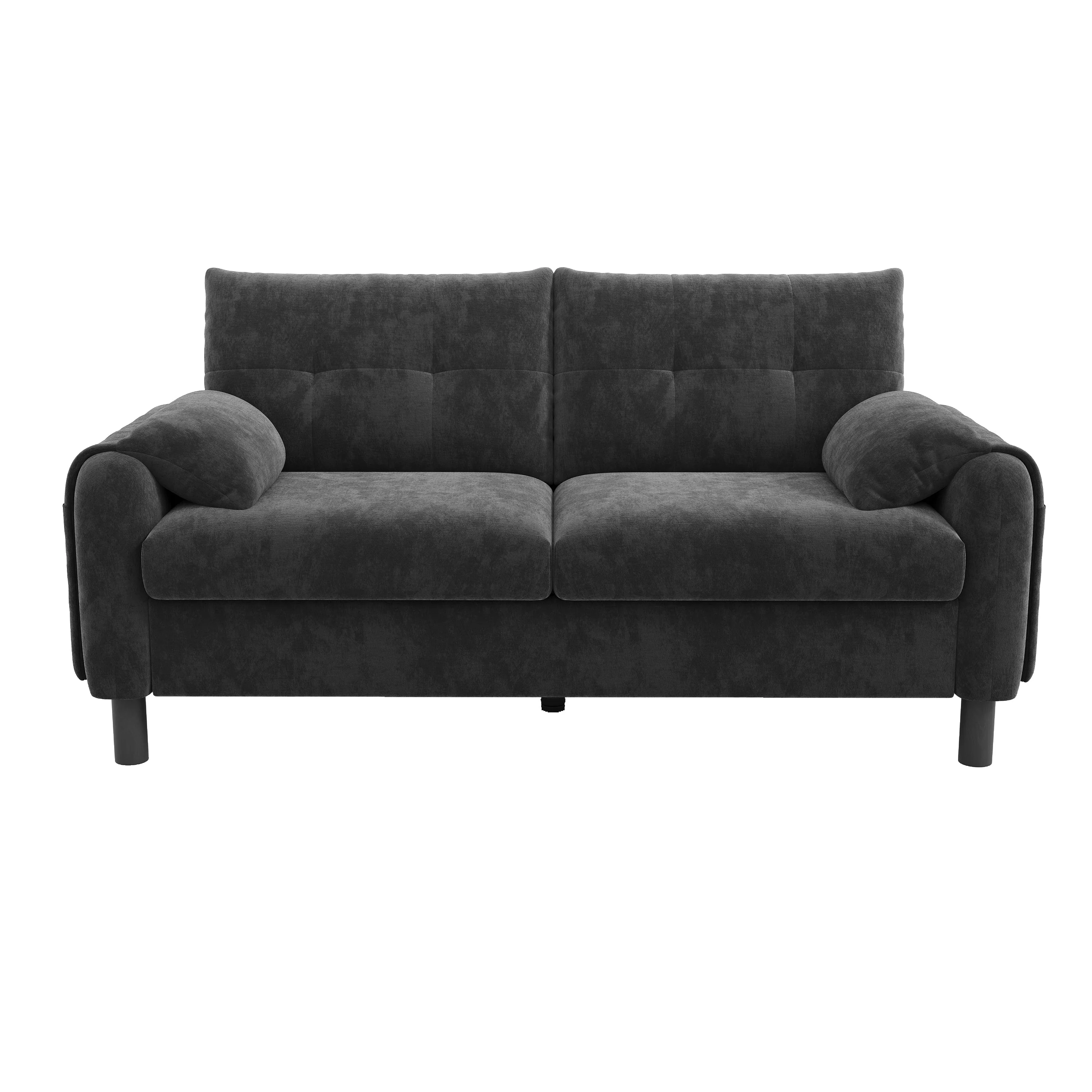 Modern 2-Seater Sofa, Thick Cushions, Scandinavian Design, Chenille Gray - Image 10