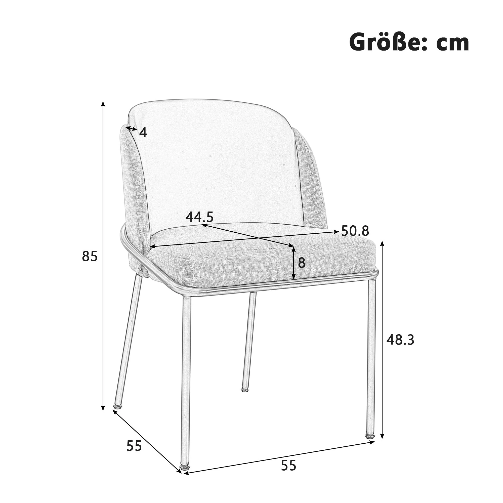 Modern Chairs, 2 Piece Angled Legs Adjustable Feet, Beige/Khaki - Image 2