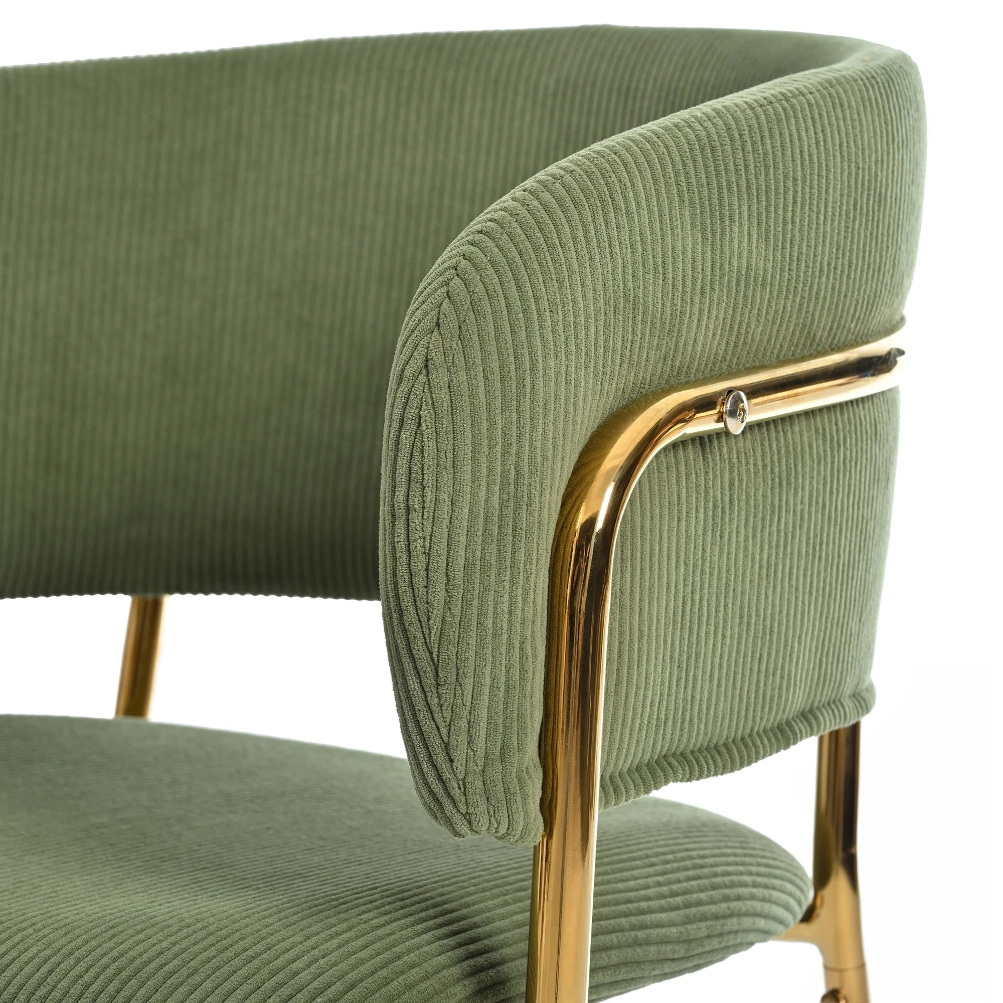 Modern Chairs with Angled Legs and Adjustable Feet, Green Corduroy Fabric (Set of 2) - Image 9
