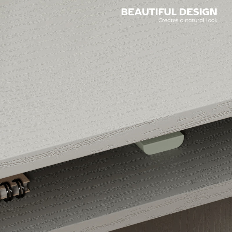 Modern Computer Desk, Small Writing Desk with Storage Shelf, Grey - Image 5