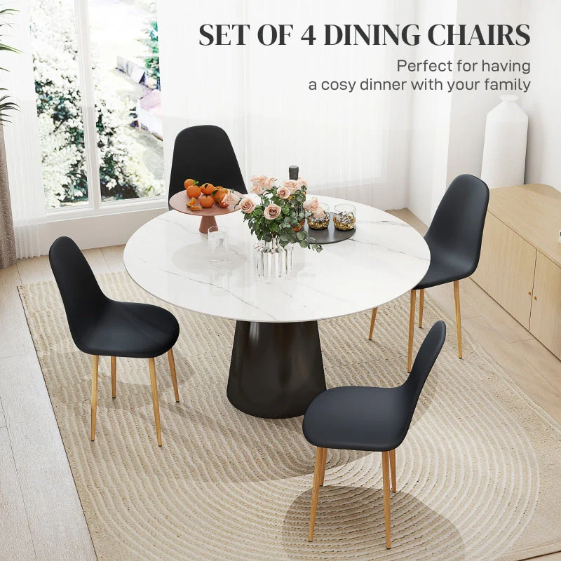 Modern Dining Chairs Set of 4, with Backrest and Steel Legs, Black - Image 4