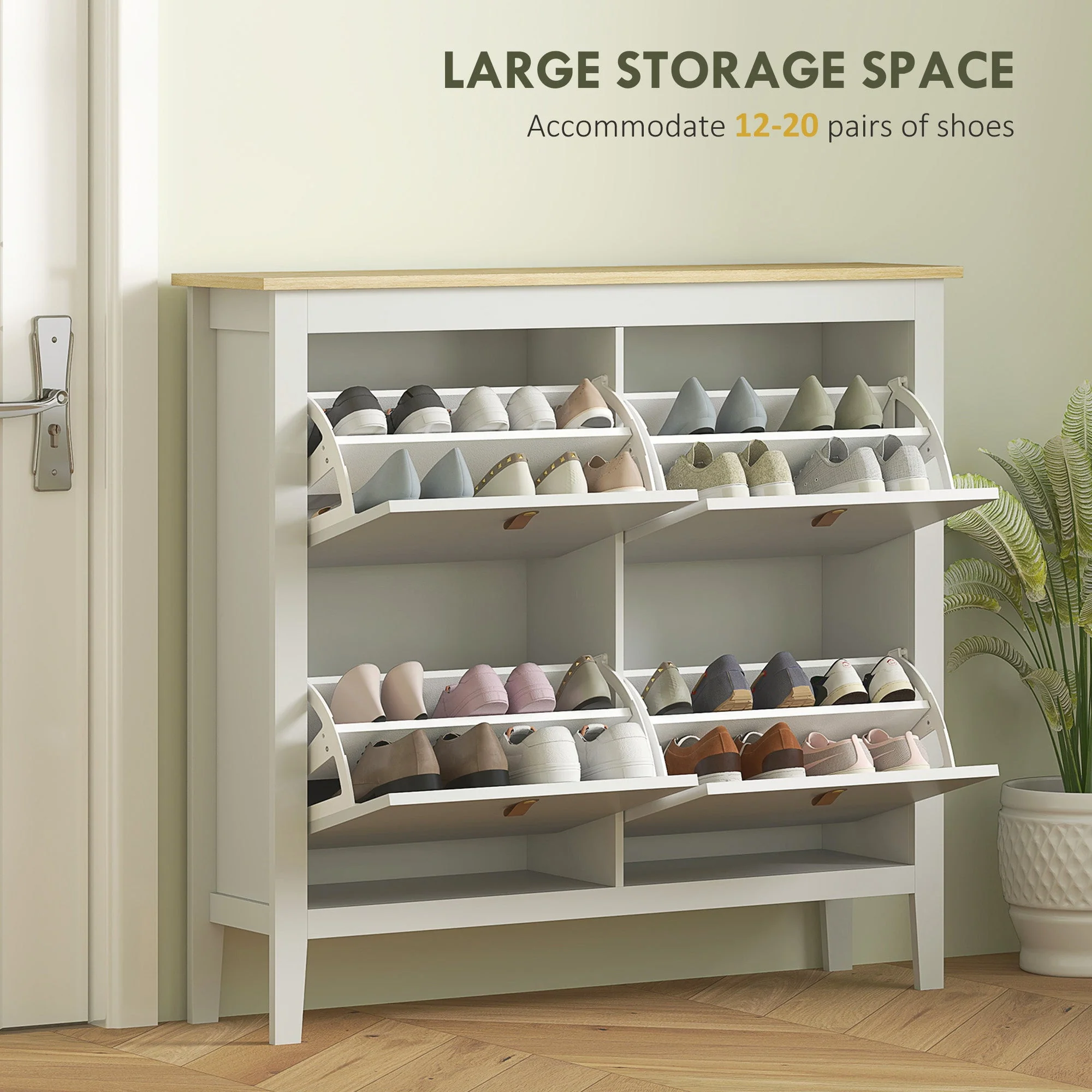 Modern Four-Drawer Shoe Cabinet with 20-Pair Capacity - White - Image 4