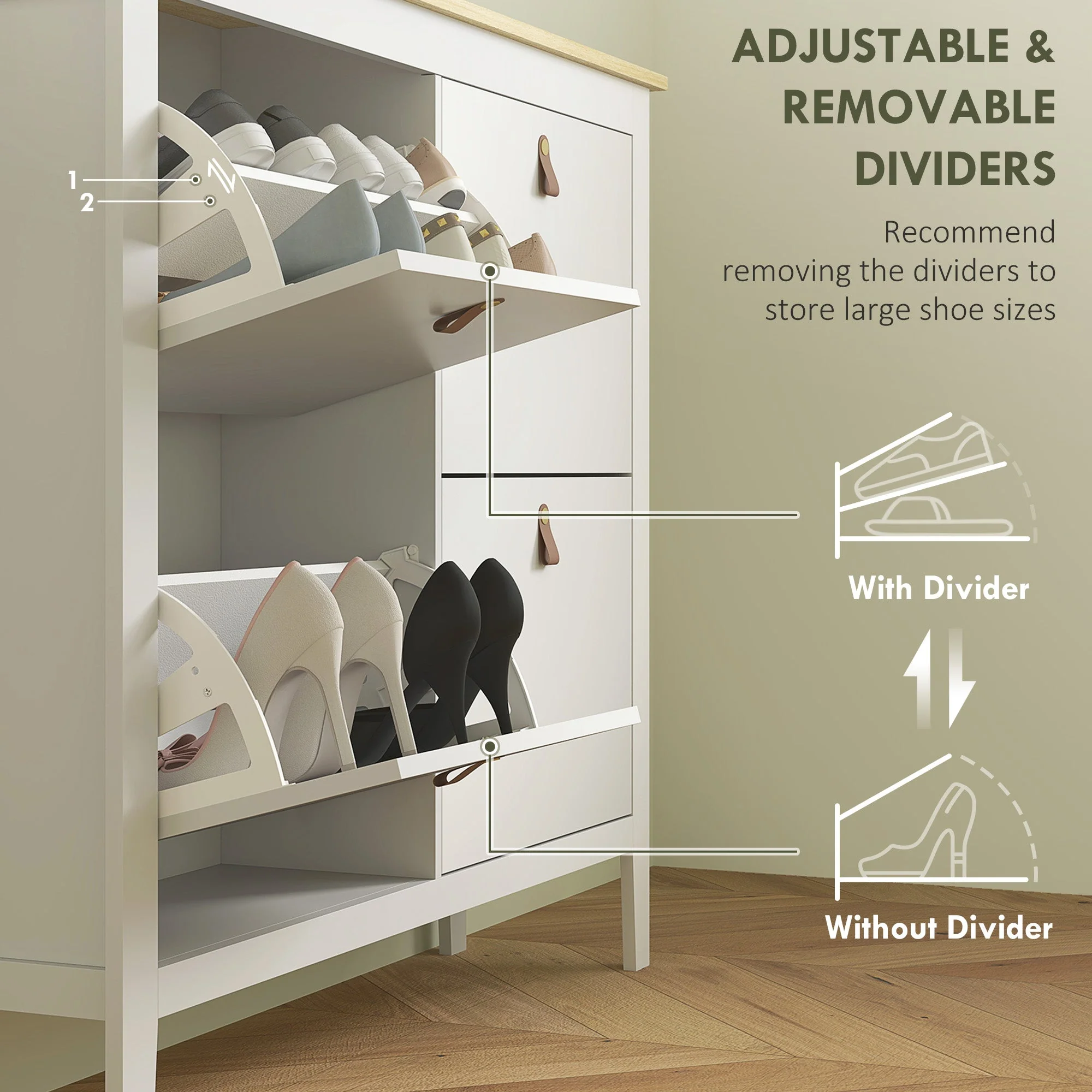 Modern Four-Drawer Shoe Cabinet with 20-Pair Capacity - White - Image 5