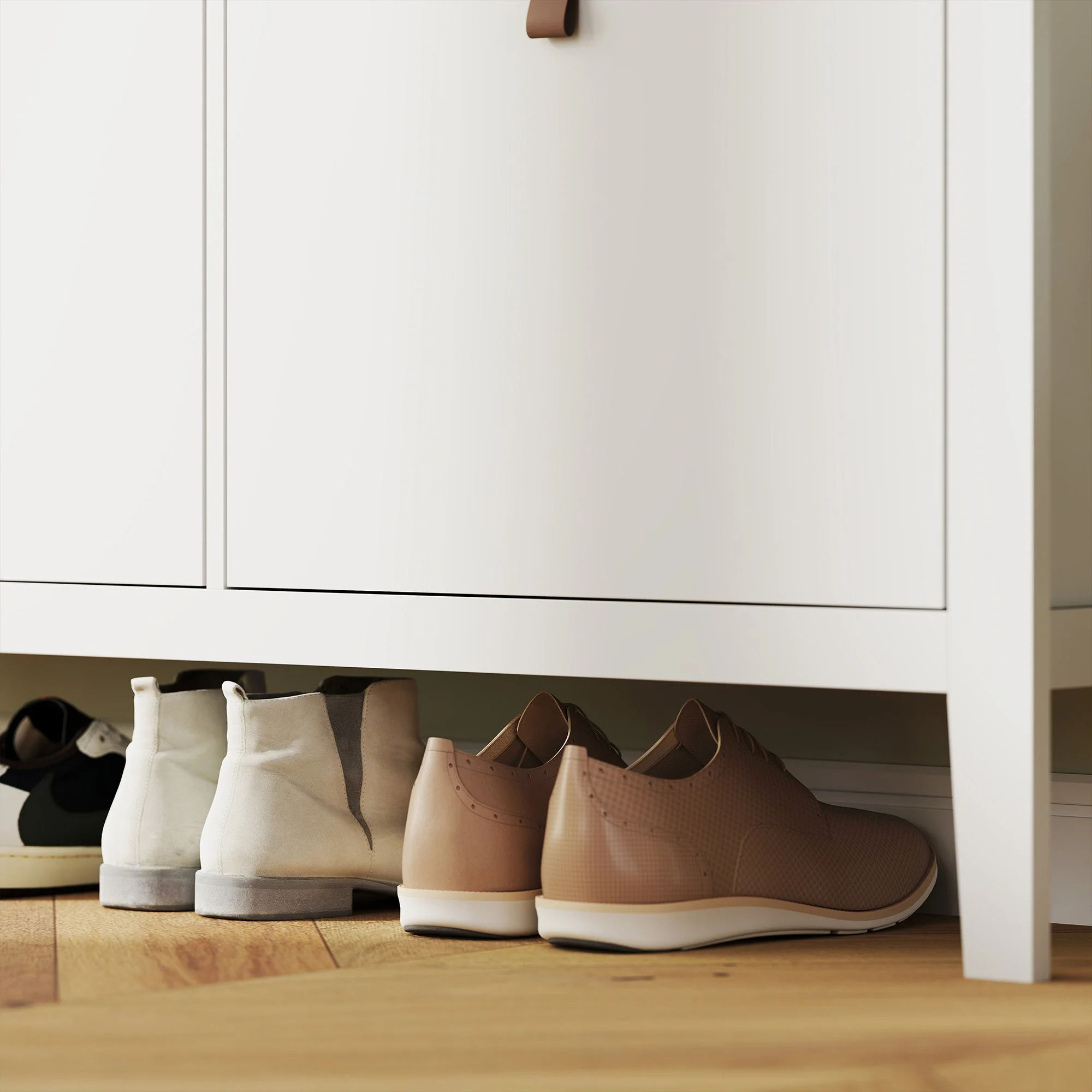 Modern Four-Drawer Shoe Cabinet with 20-Pair Capacity - White - Image 8