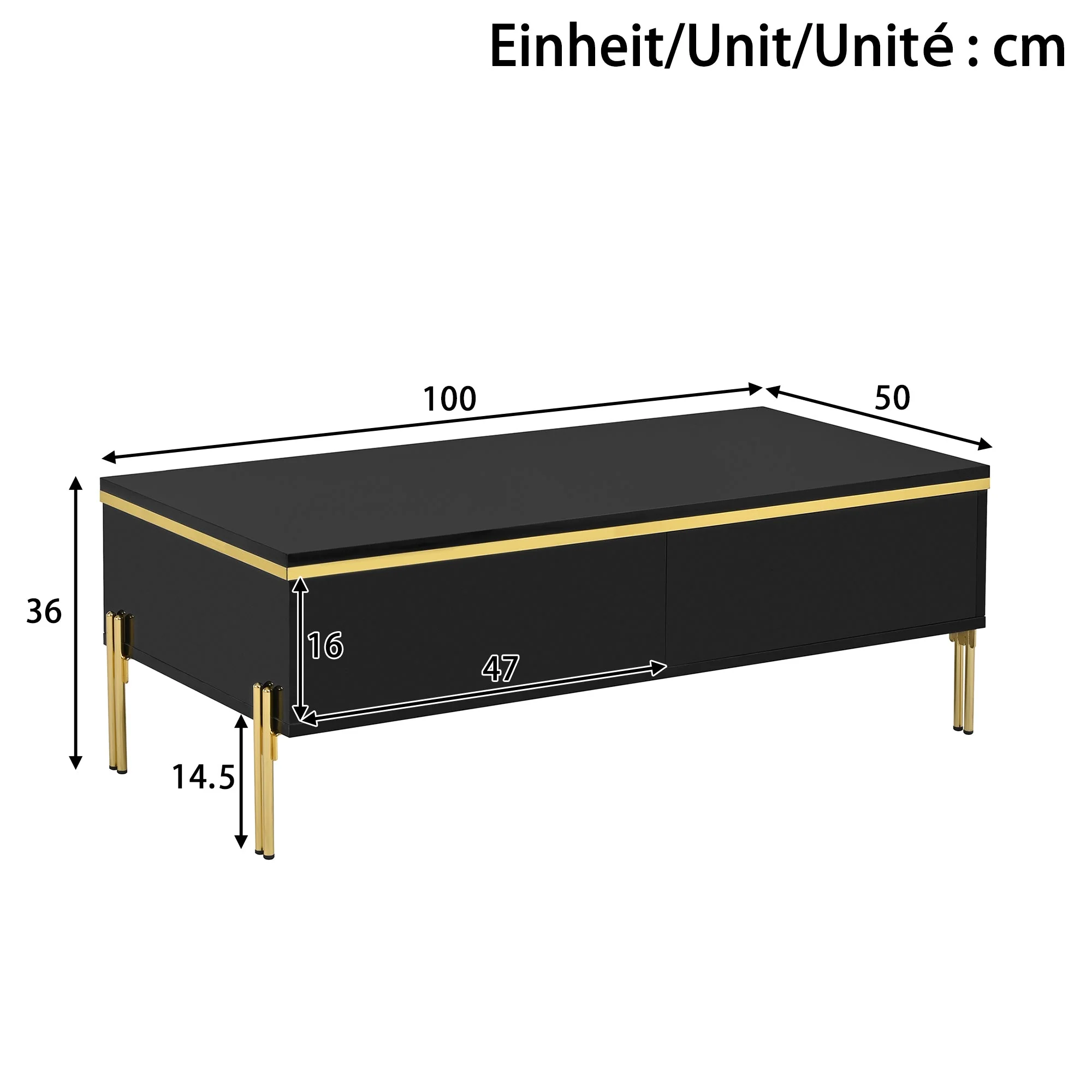 Modern Luxury TV Cabinet & Coffee Table Set - High-Gloss Gold Edges Storage - Image 3