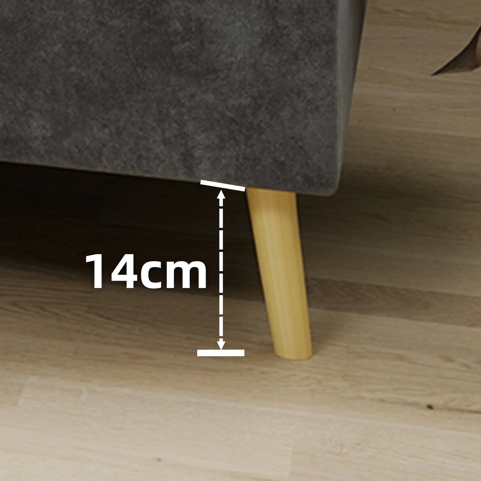 Modern Minimalist Bed Frame, 160x200 cm Low-Profile, Grey Dutch Velvet Fabric - Image 7