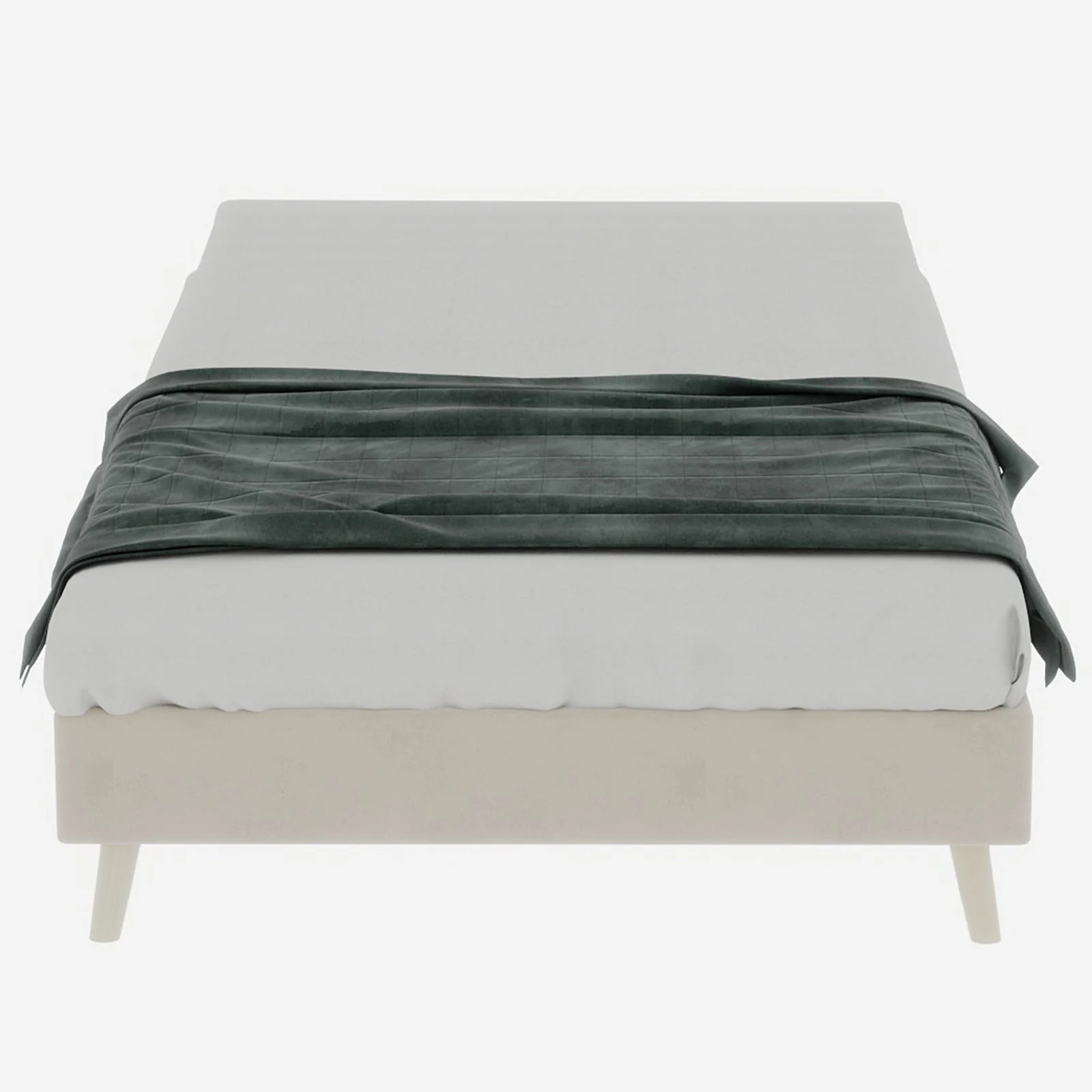 Modern Minimalist Bed Frame 160x200 Low-Profile - Dutch Velvet Beige - Image 10