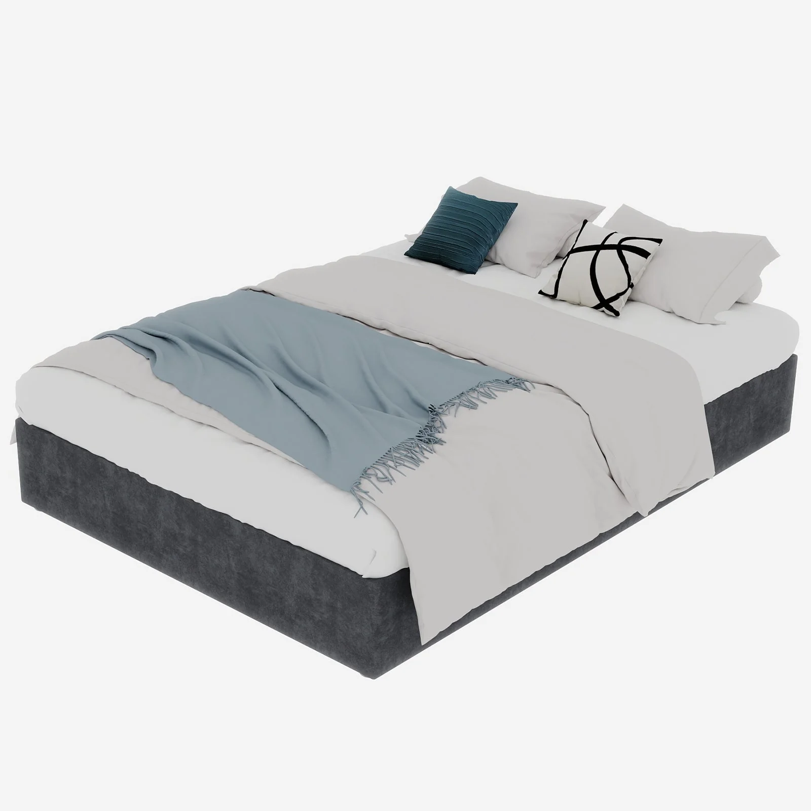 Modern Minimalist Bed Frame, 160x200cm Gas Lift Rods, Dutch Velvet Gray - Image 3