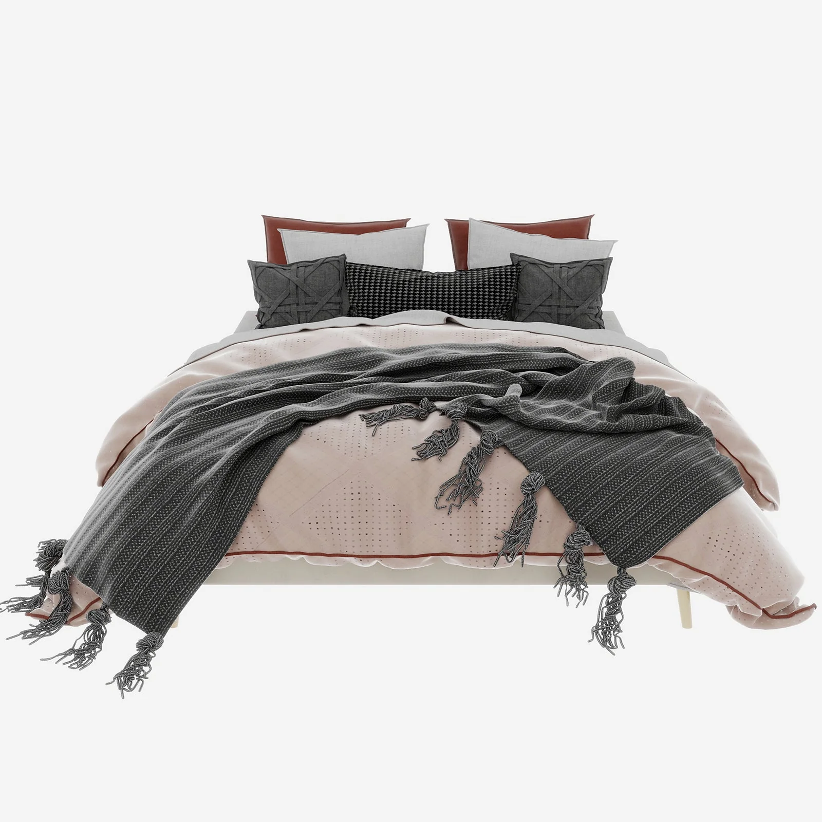 Modern Minimalist Bed Frame, 160x200CM Low Box, Dutch Velour Fabric Beige - Image 6