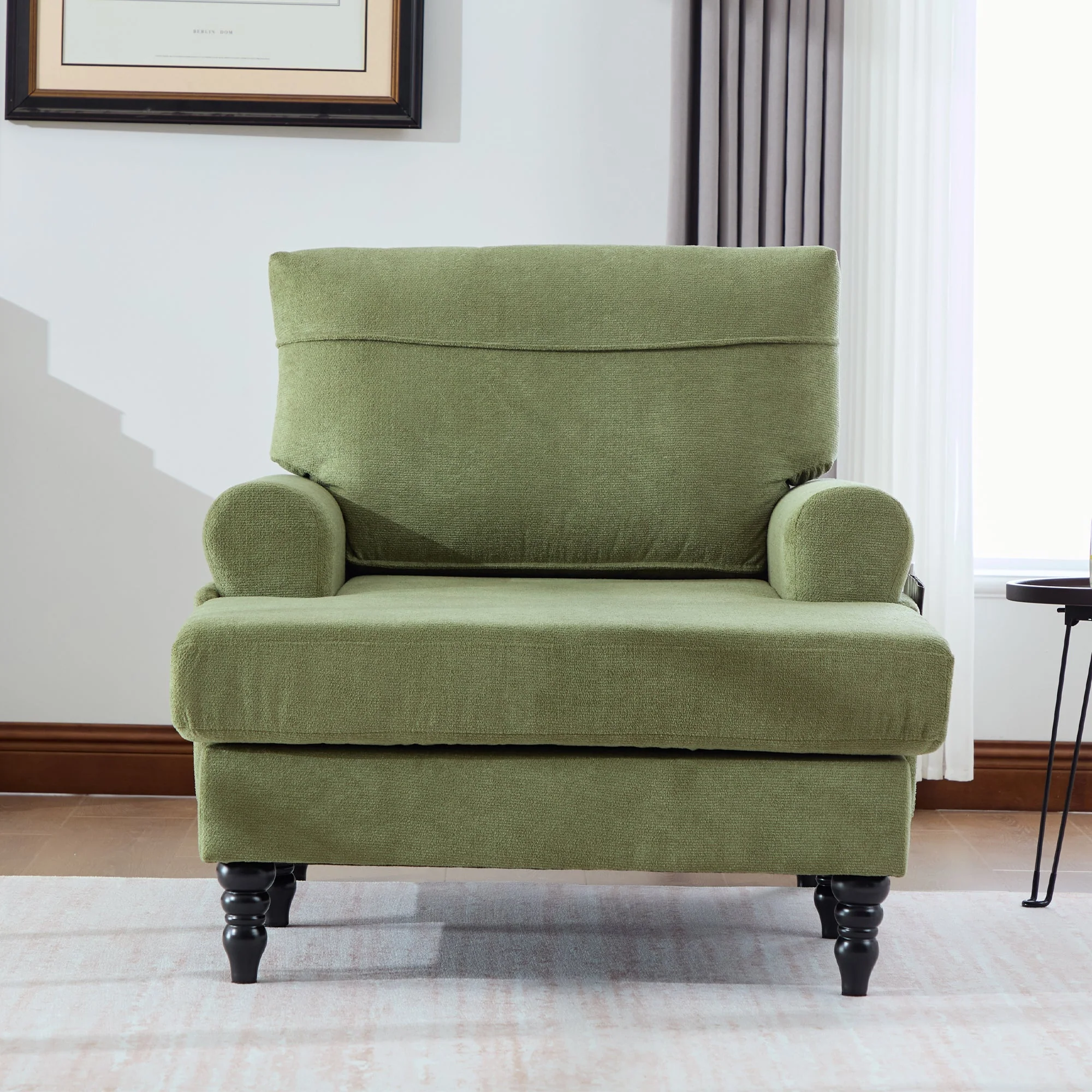 Modern Minimalist Lounger Sofa with Storage Pockets and Wooden Legs, Chenille - Image 8