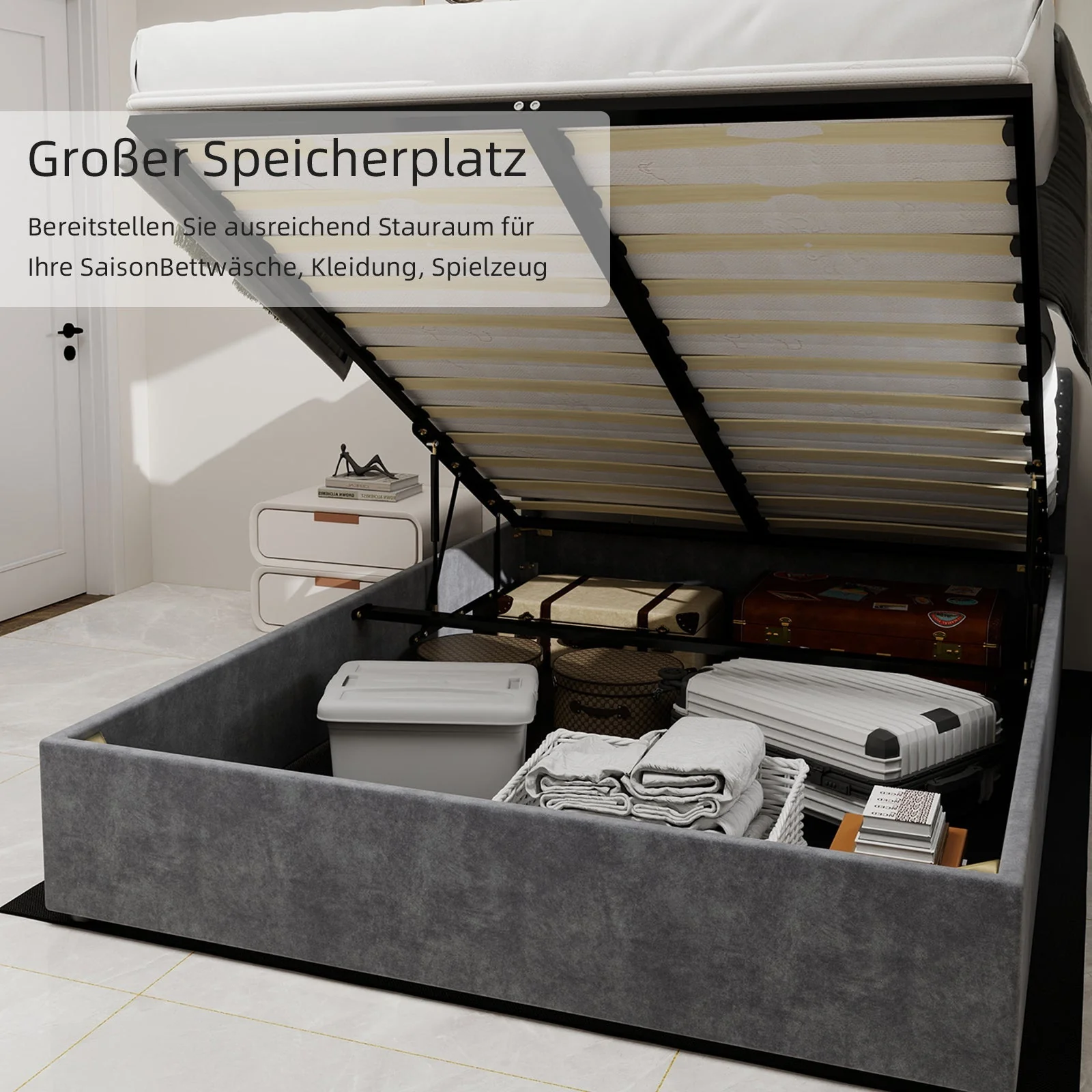 Modern Minimalist Soft Bed, 160*200CM, Gray - Image 6