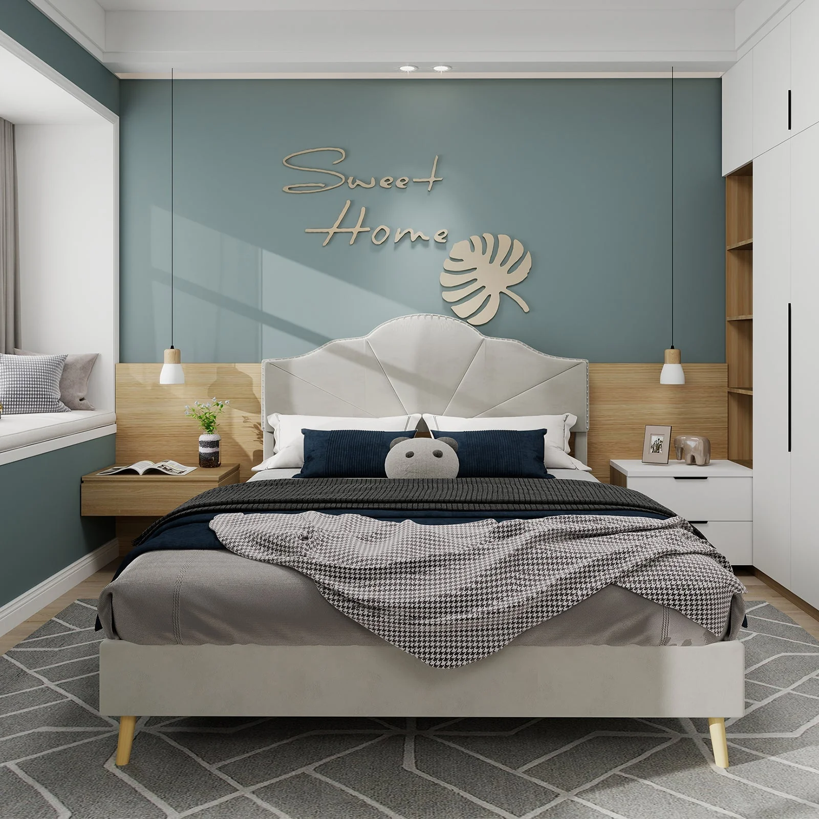 Modern Minimalist Soft Bed, Comfortable Headboard, 140*200CM, Beige - Image 4
