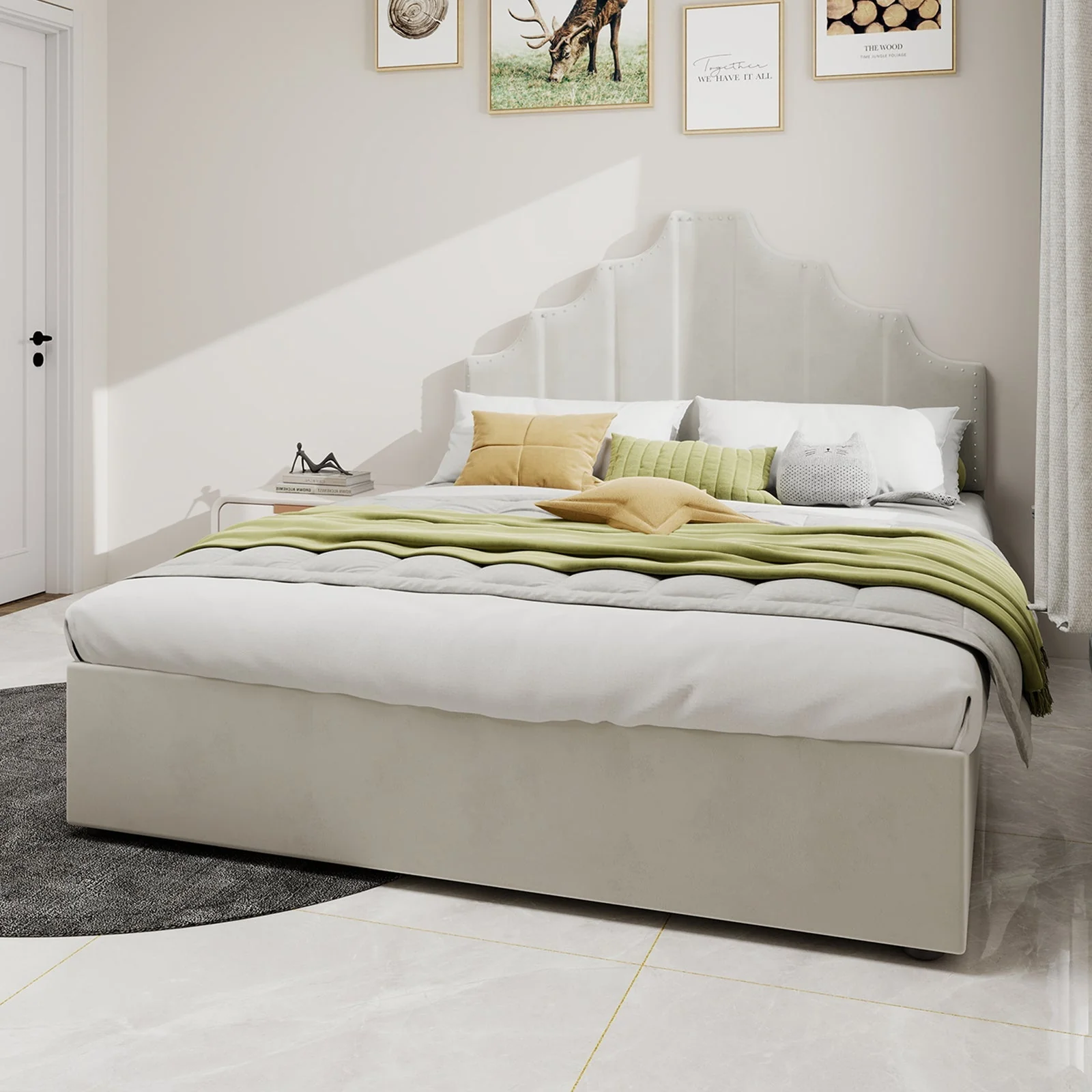 Modern Minimalist Soft Bed, Headboard 140*200CM, Beige - Image 2