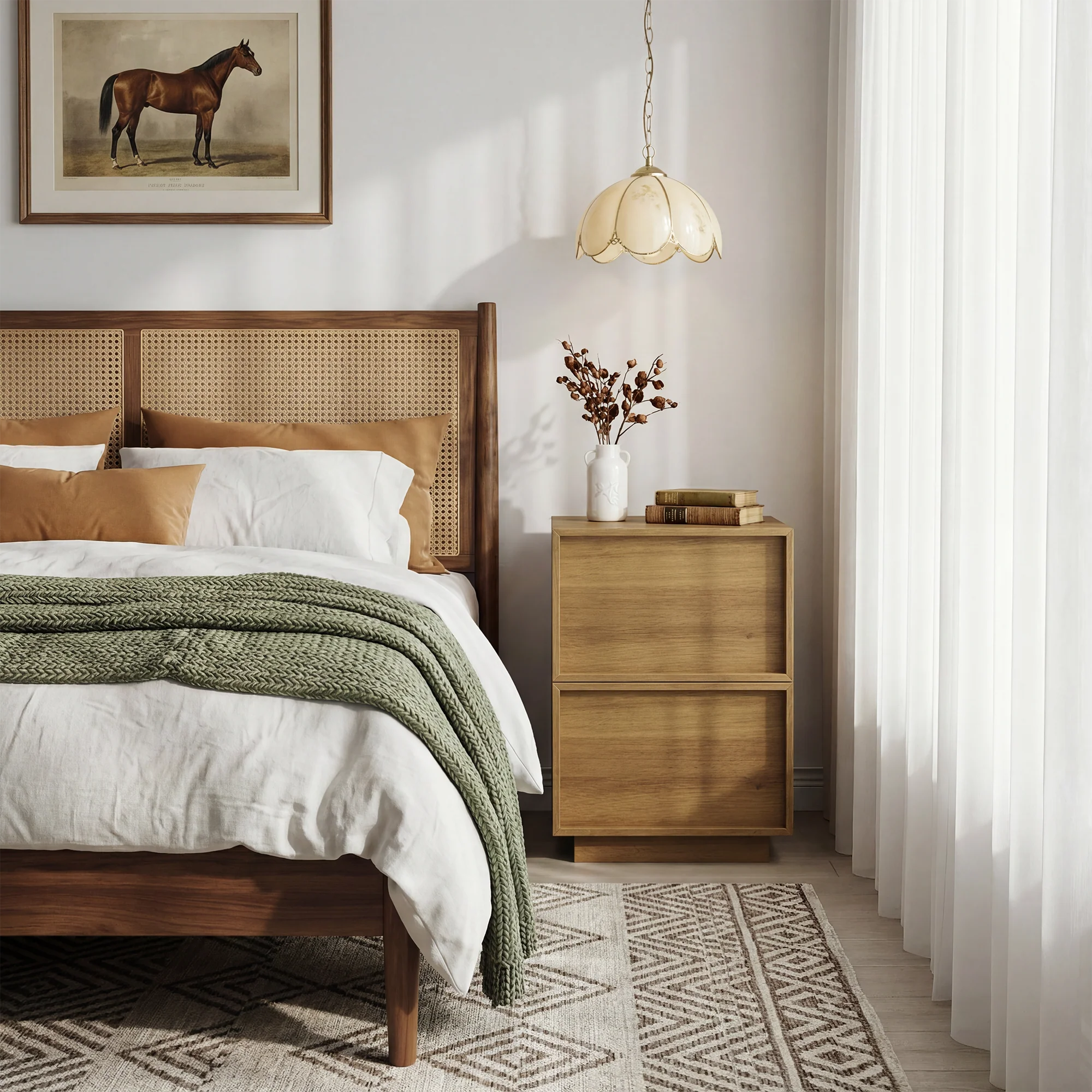 Modern Oak Bedside Table, 2 Pieces, 38 x 48 x 50 cm with Handleless Drawers, Oak Wood - Image 4