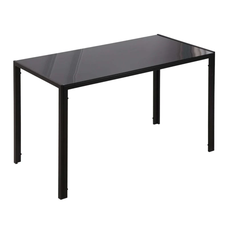 Modern Rectangular Dining Table for 4 People, Tempered Glass Top and Metal Legs - Image 2