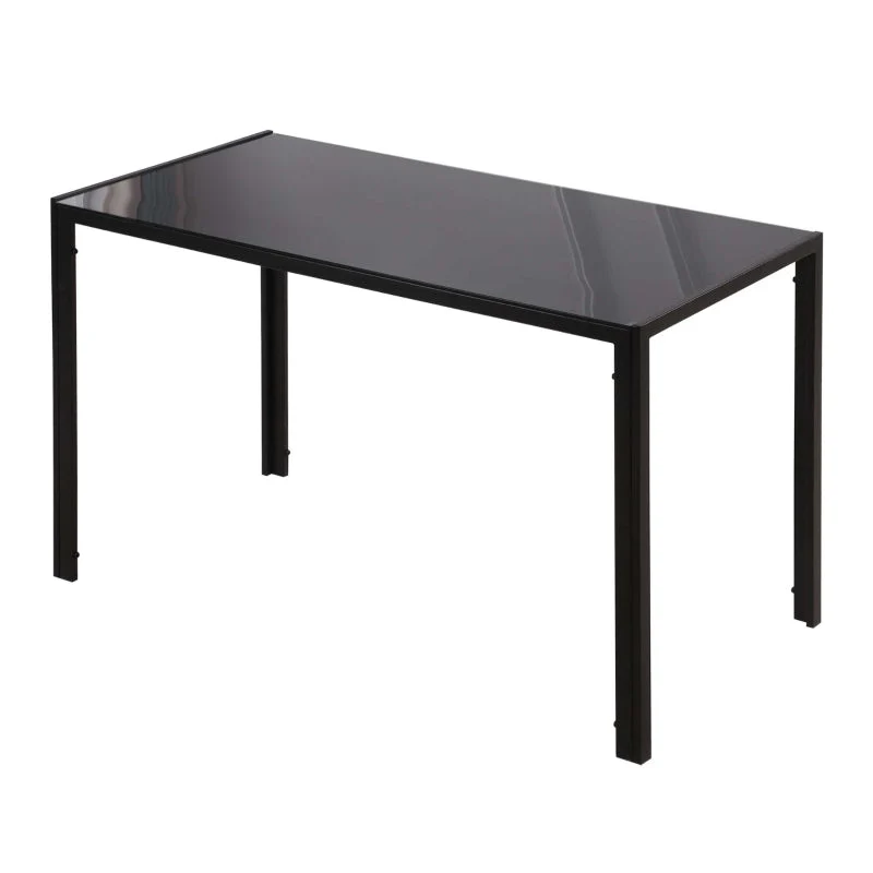 Modern Rectangular Dining Table for 4 People, Tempered Glass Top and Metal Legs - Image 7