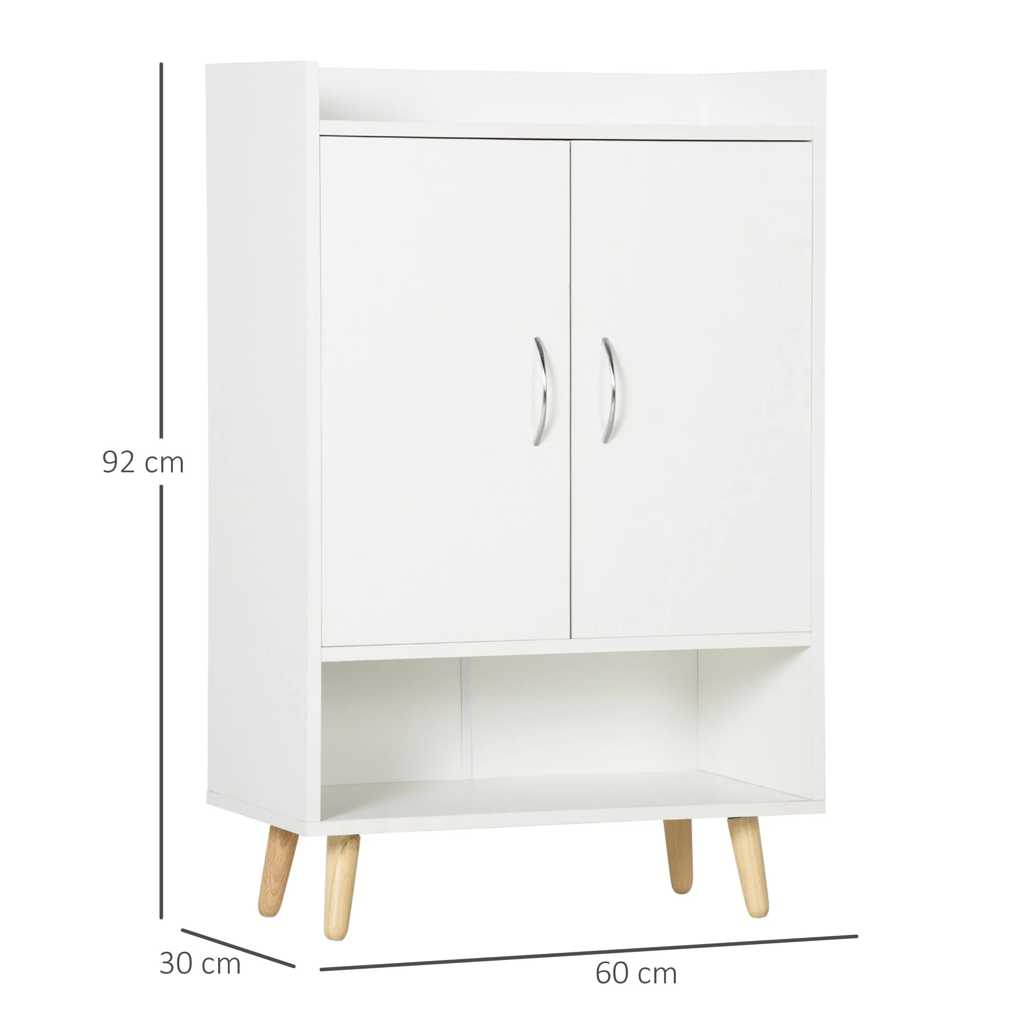 Modern Shoe Cabinet Storage Organizer with Doors and Shelves, White - Image 3