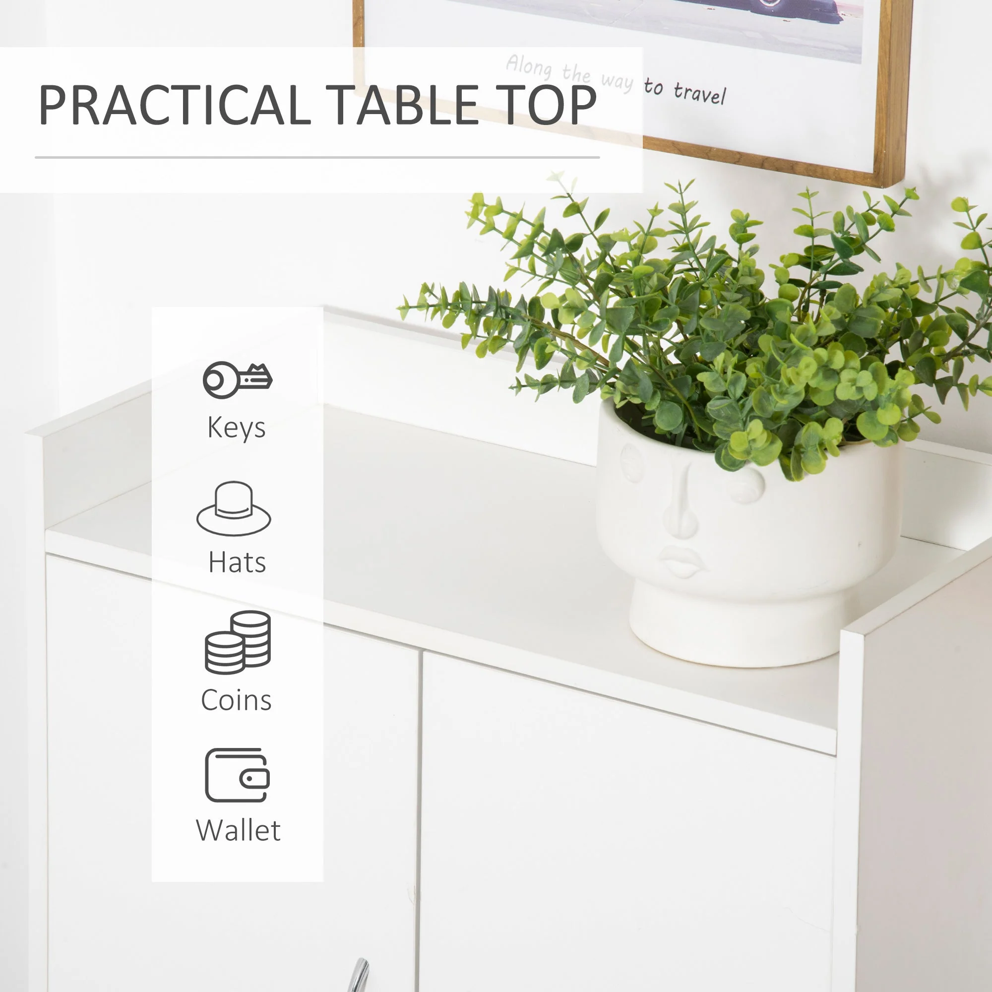 Modern Shoe Cabinet Storage Organizer with Doors and Shelves, White - Image 5