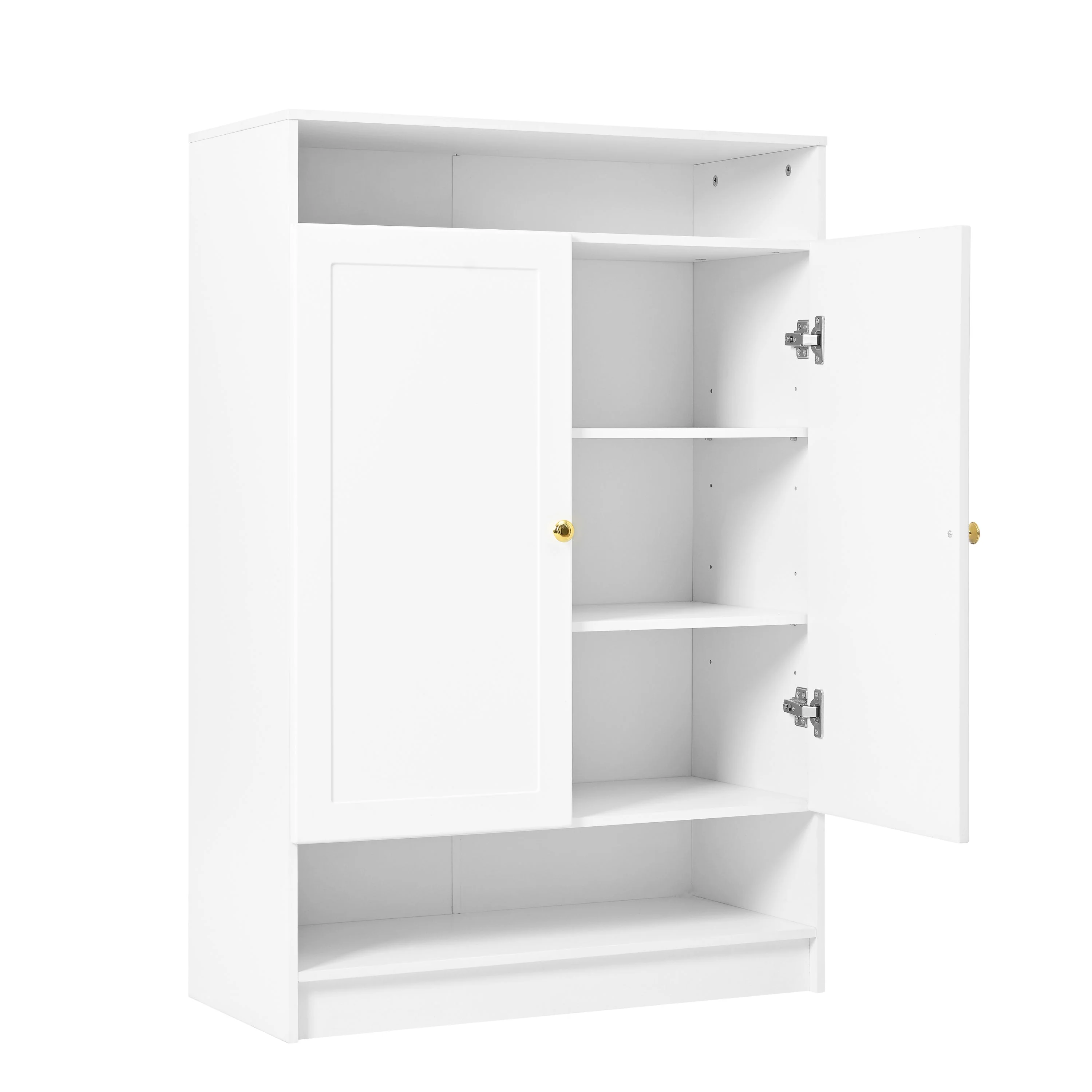 Modern shoe cabinet with adjustable shelves and 2 doors, white - Image 7