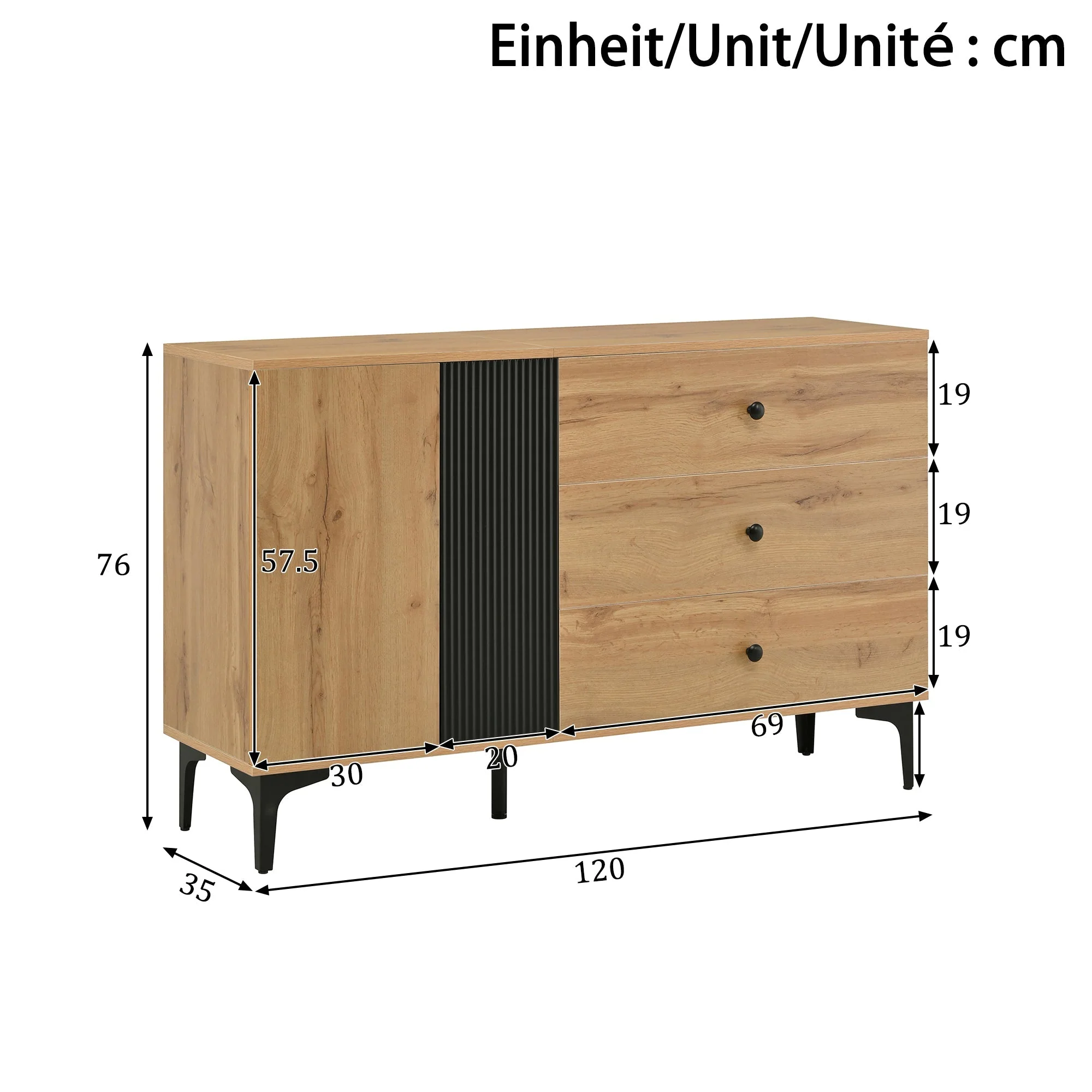 Modern Sideboard Buffet Storage Cabinet 120x35x76 cm - Image 3