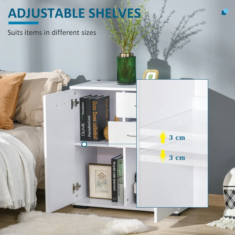 Modern Sideboard Cabinet High Gloss Storage Chest of Drawers, White - Image 5