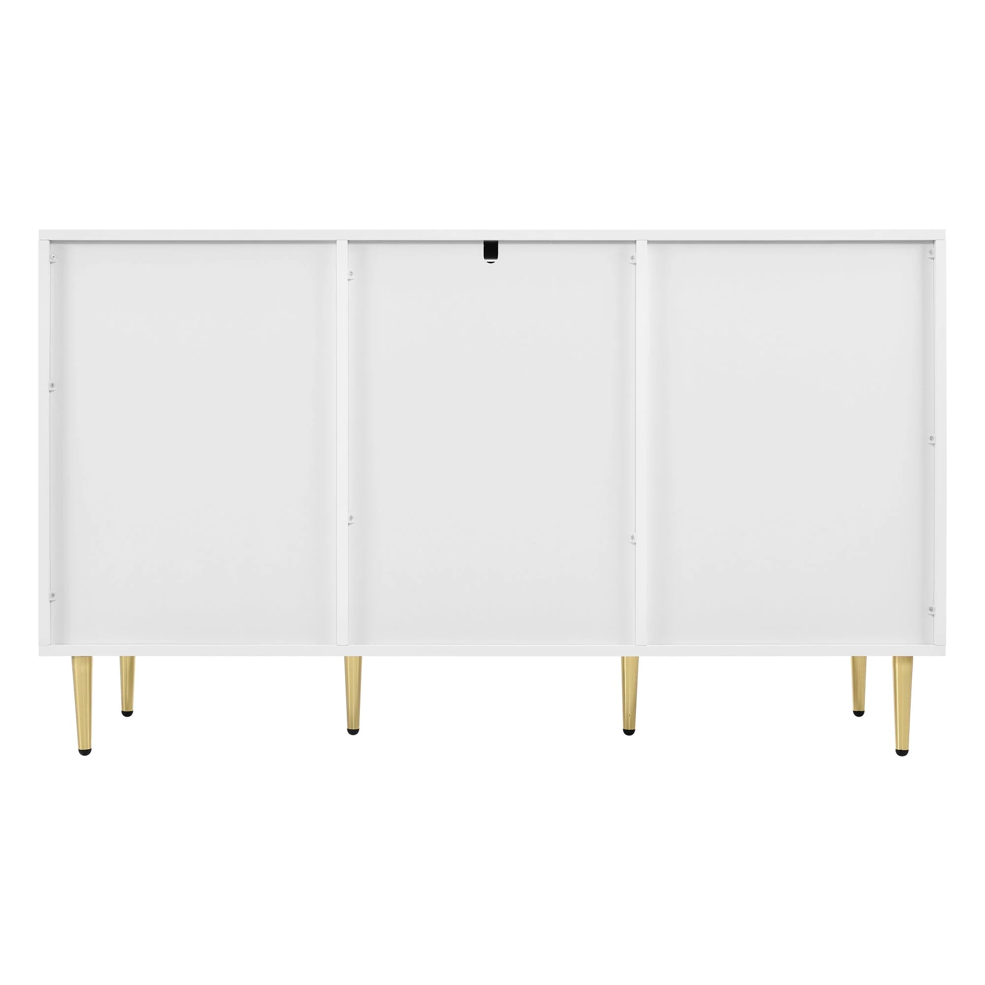 Modern Sideboard with 6 Compartments and Floral Pattern, White with Gold Accents - Image 9