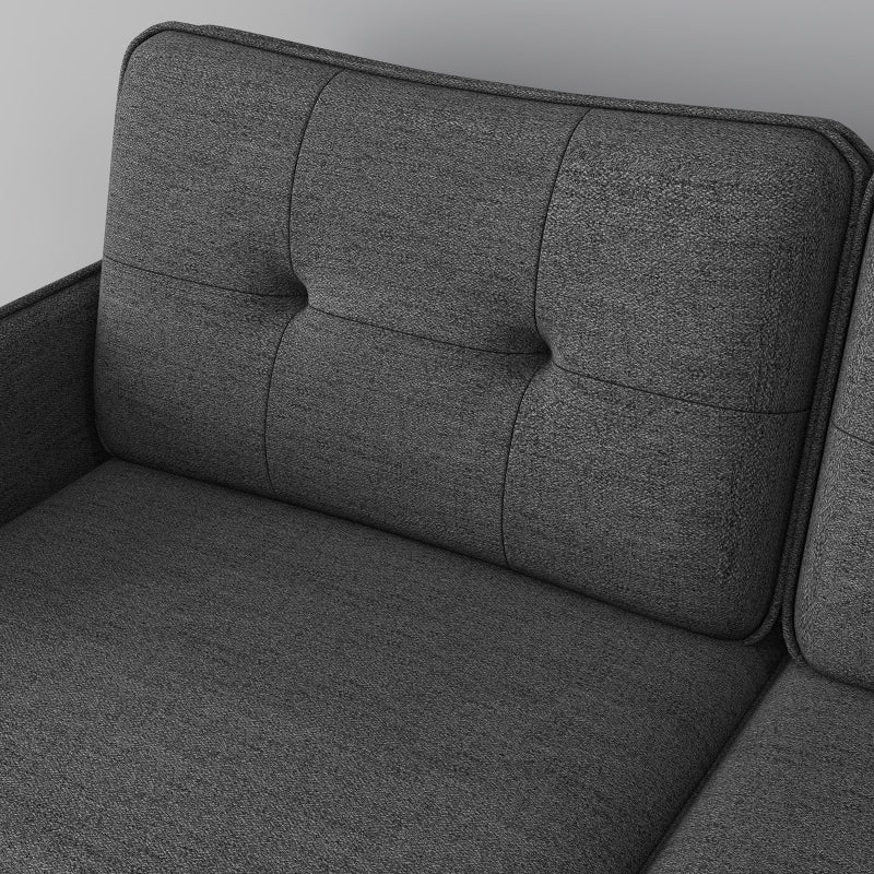 Modern Two Seater Sofa, Button Tufted Loveseat, Dark Grey - Image 6