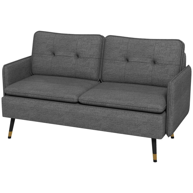 Modern Two Seater Sofa, Button Tufted Loveseat, Dark Grey - Image 8