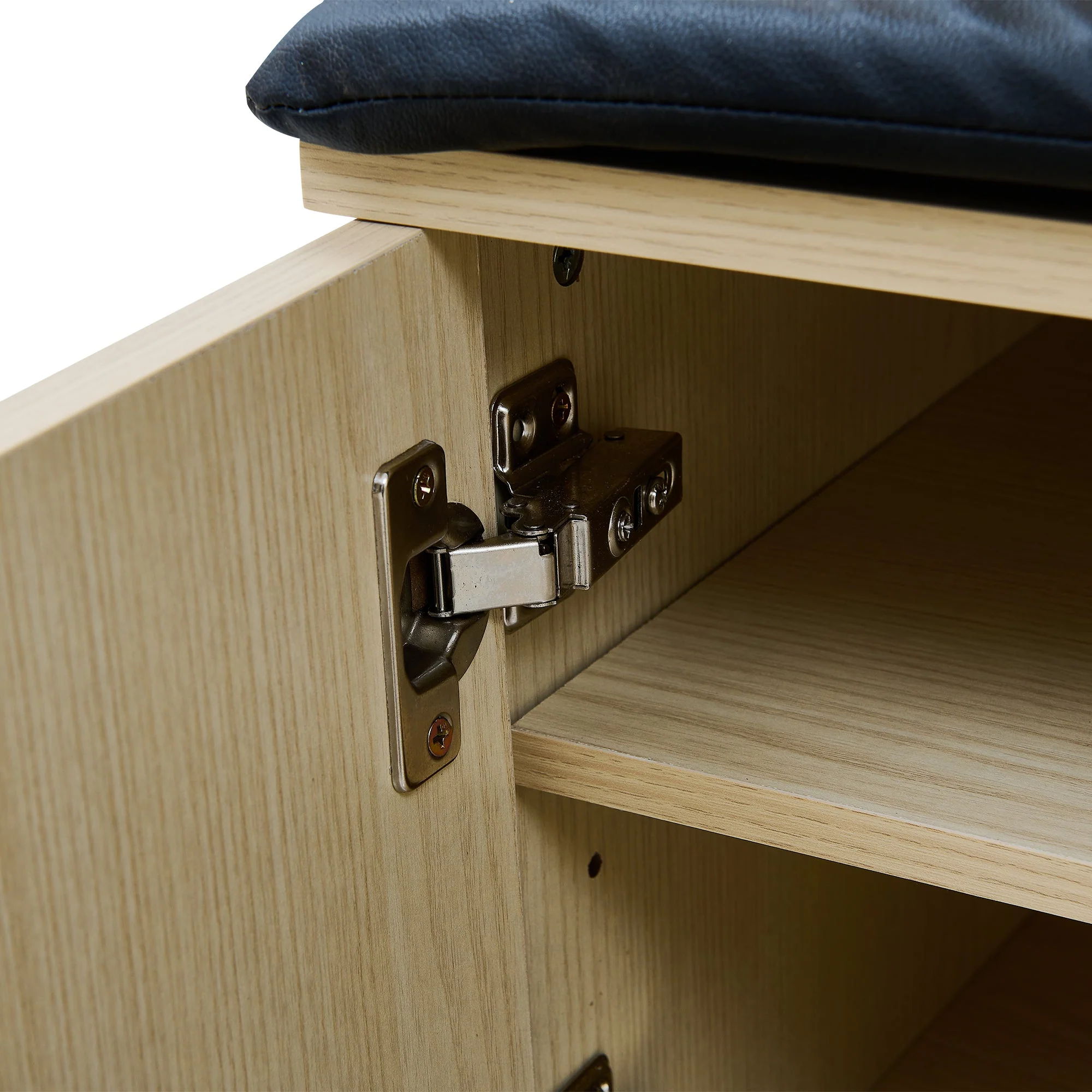 Modern Wardrobe with Bench and 4 Hooks, Storage, Black Steel Legs - Image 9