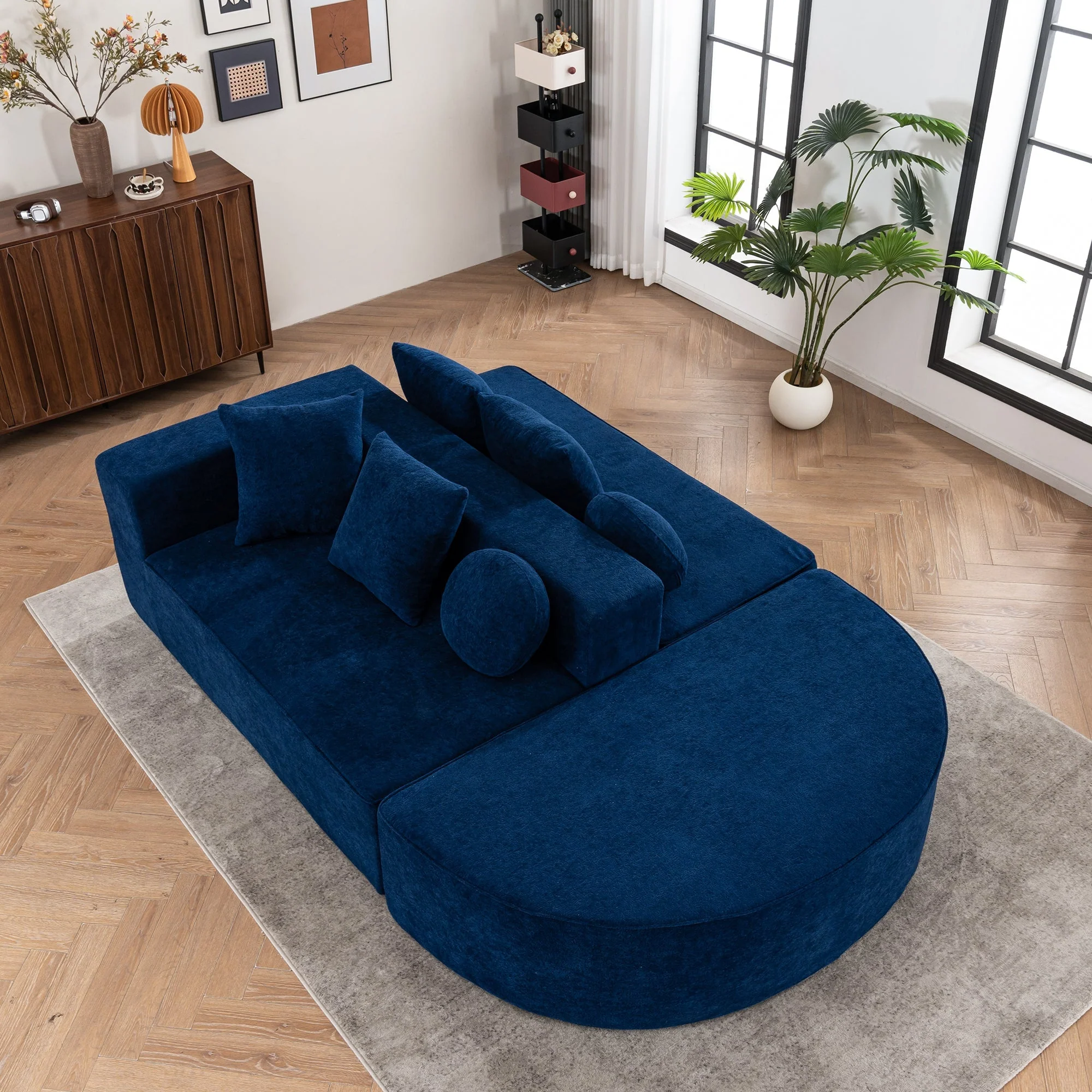Modular Cloud Sofa Boneless Segmented No Assembly - Chenille Fabric - Image 7
