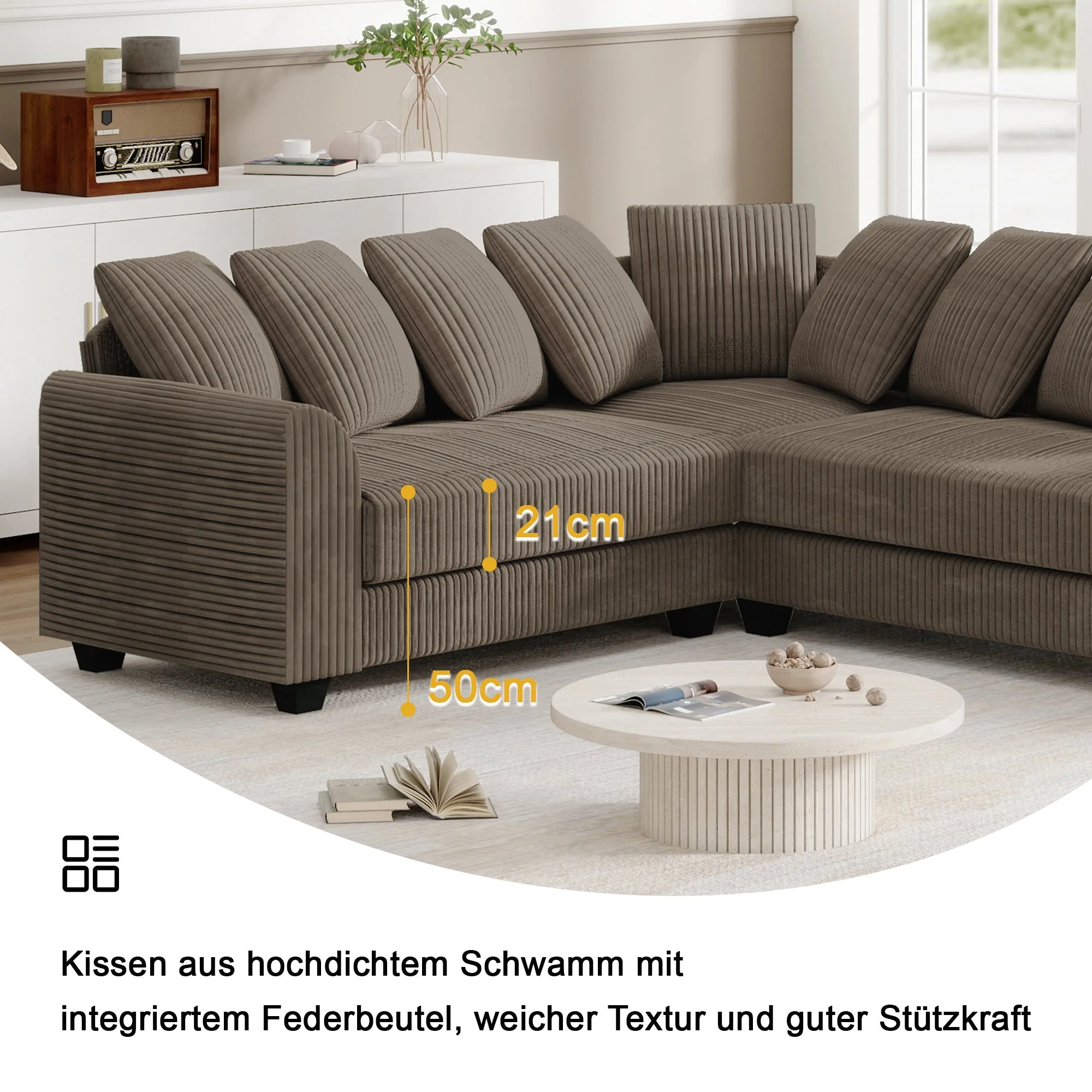 Modular Combination Sofa L-Shaped Corner with Movable Cushions - Image 5