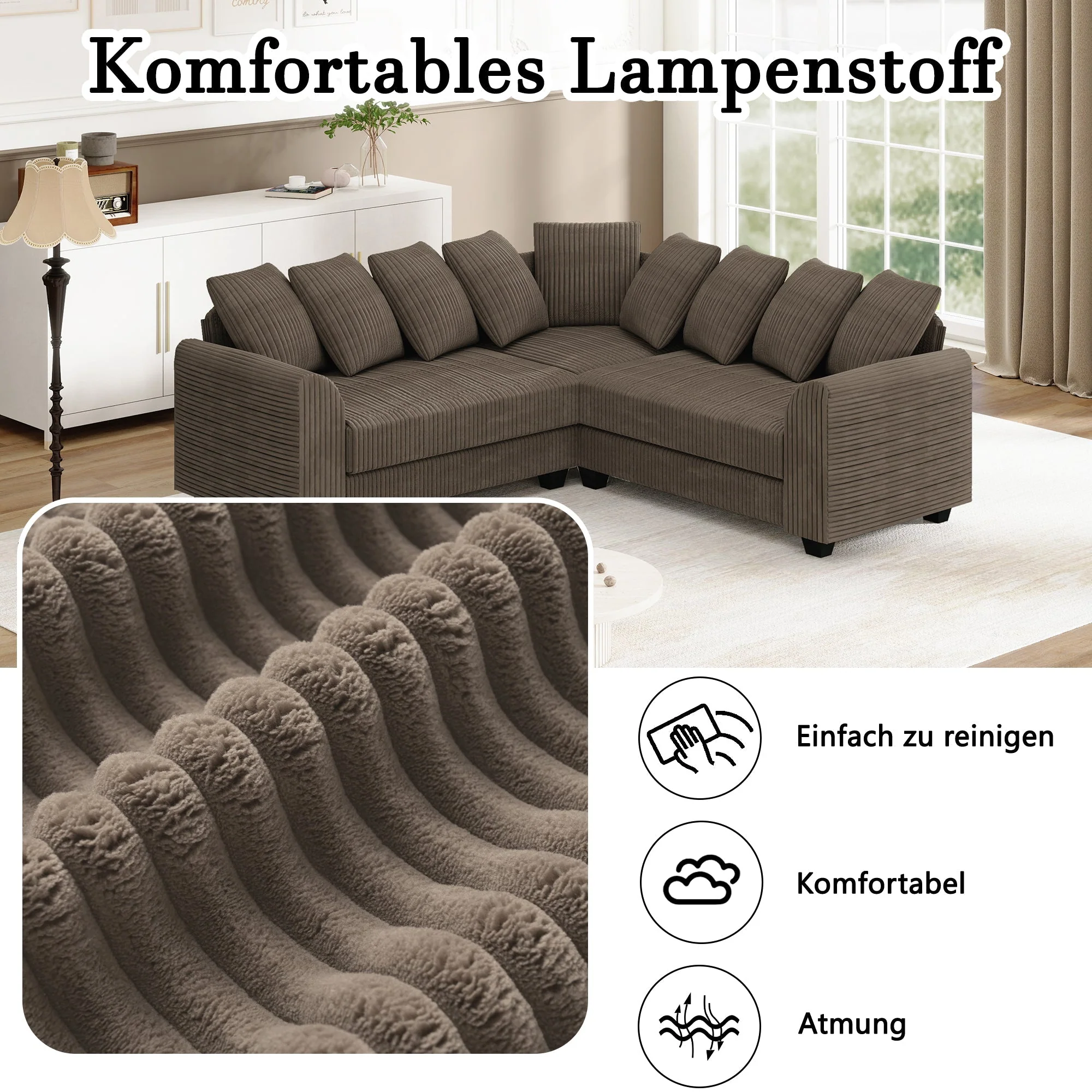 Modular Combination Sofa L-Shaped Corner with Movable Cushions - Image 6