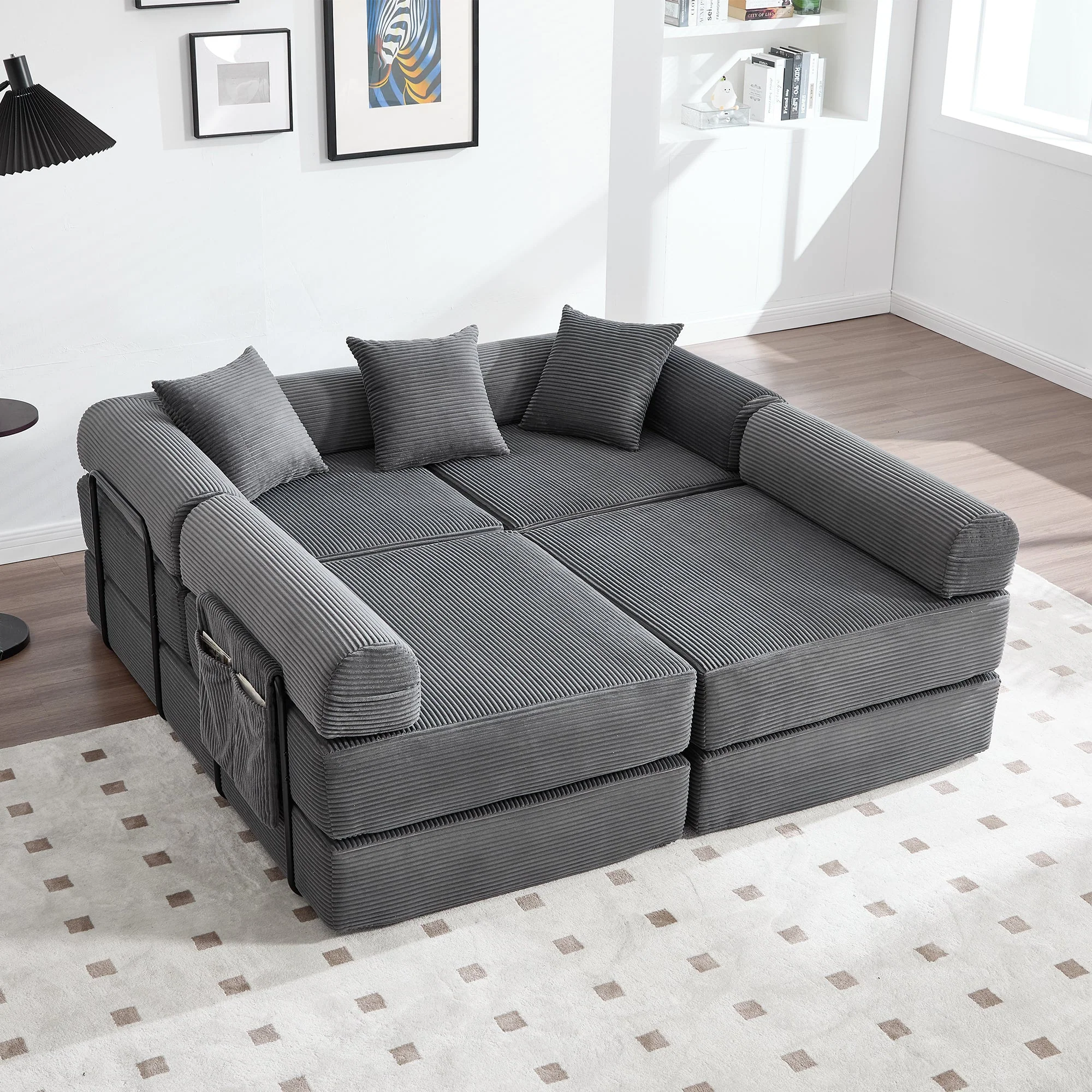 Modular Family Sofa with Storage & Pet-Friendly Fabric - Dark Gray - Image 10