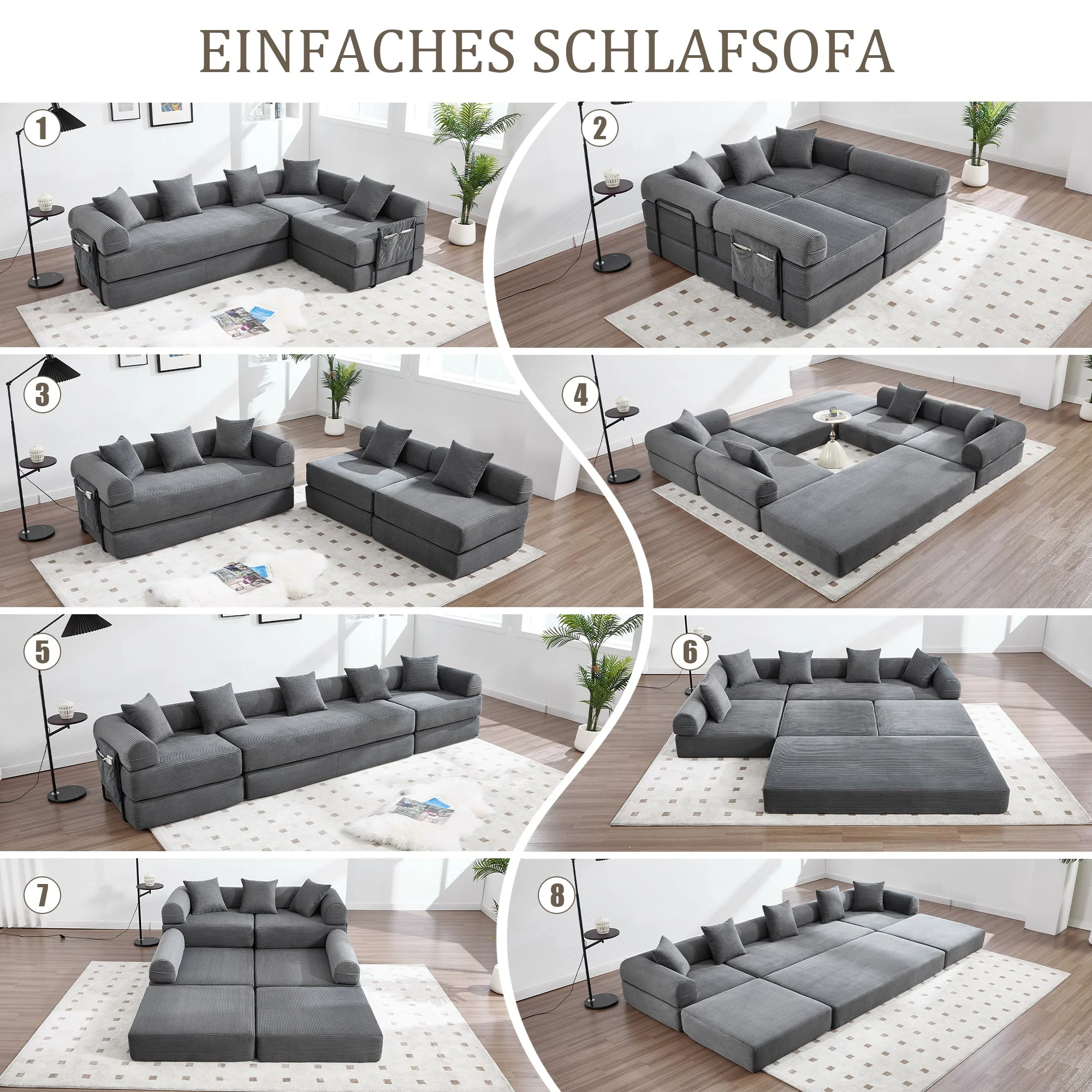 Modular Family Sofa with Storage & Pet-Friendly Fabric - Dark Gray - Image 4