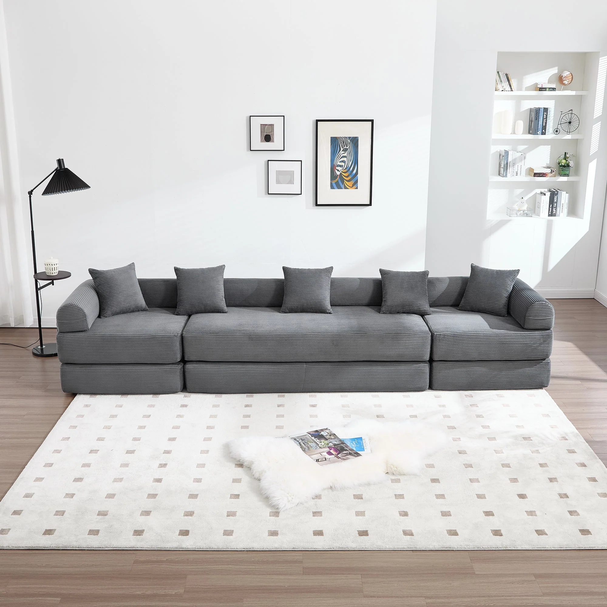 Modular Family Sofa with Storage & Pet-Friendly Fabric - Dark Gray - Image 8