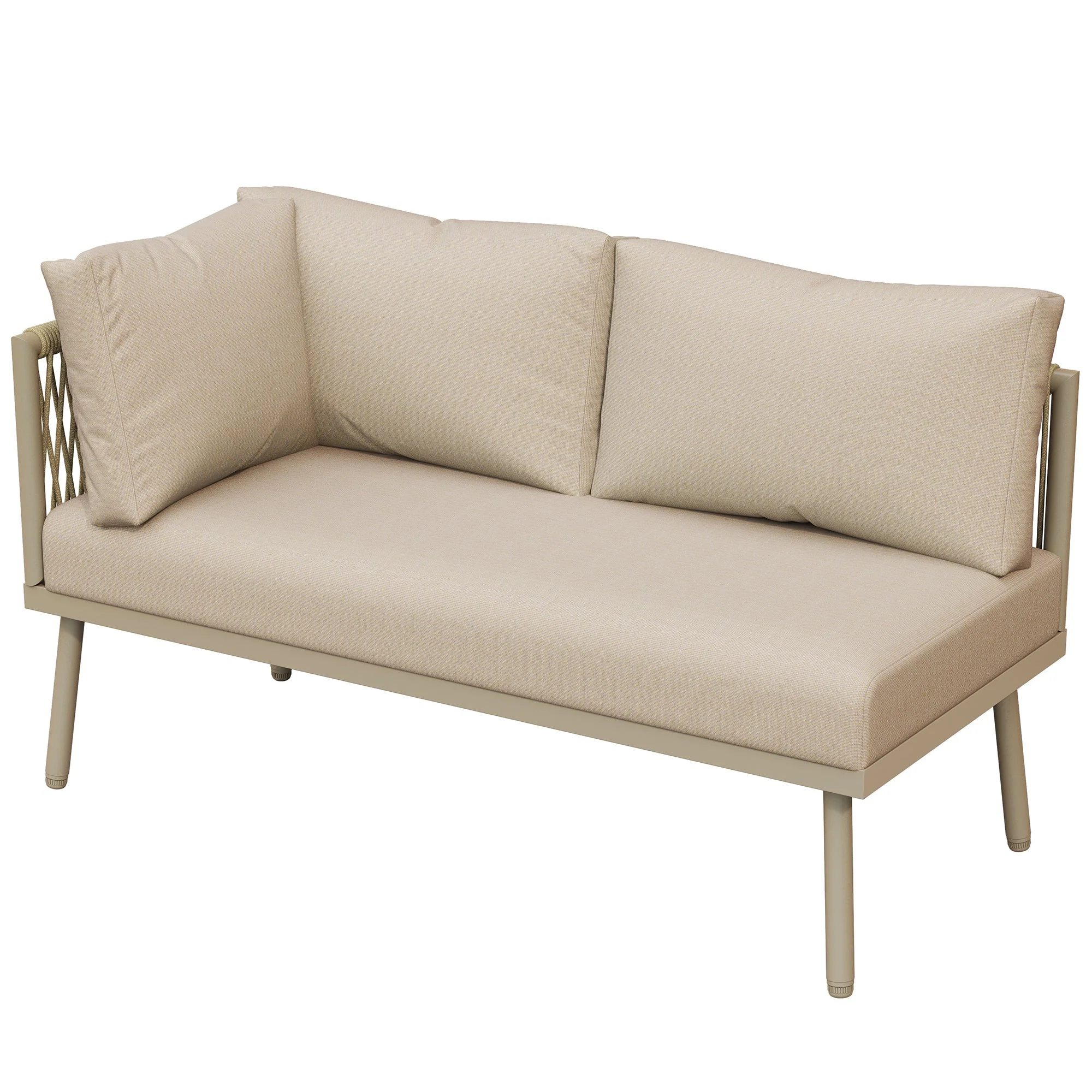 Modular Garden Furniture Set with Rocking Chairs, Corner Sofa and Side Table, Rope Weave - Image 8