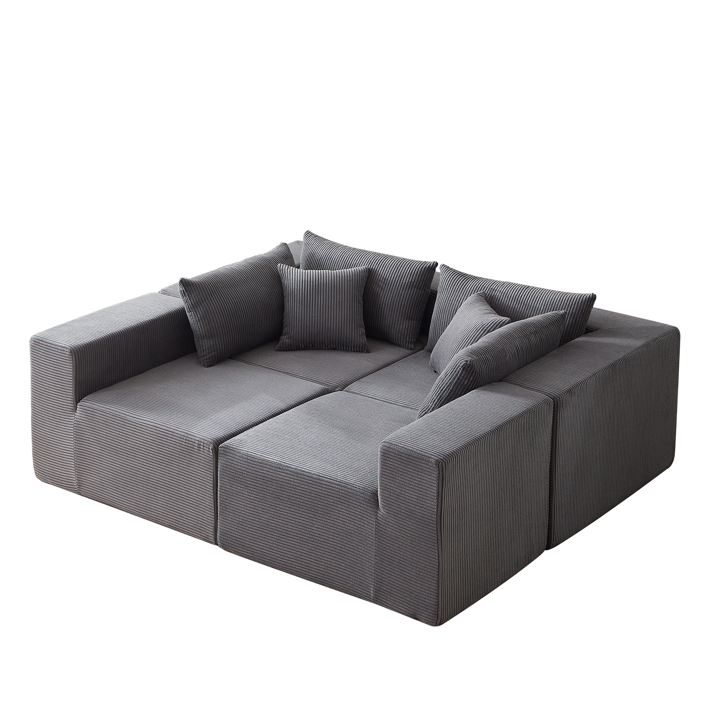 Modular L-Shaped Sectional Sofa 104-Inch 4-Piece - Corduroy - Image 12