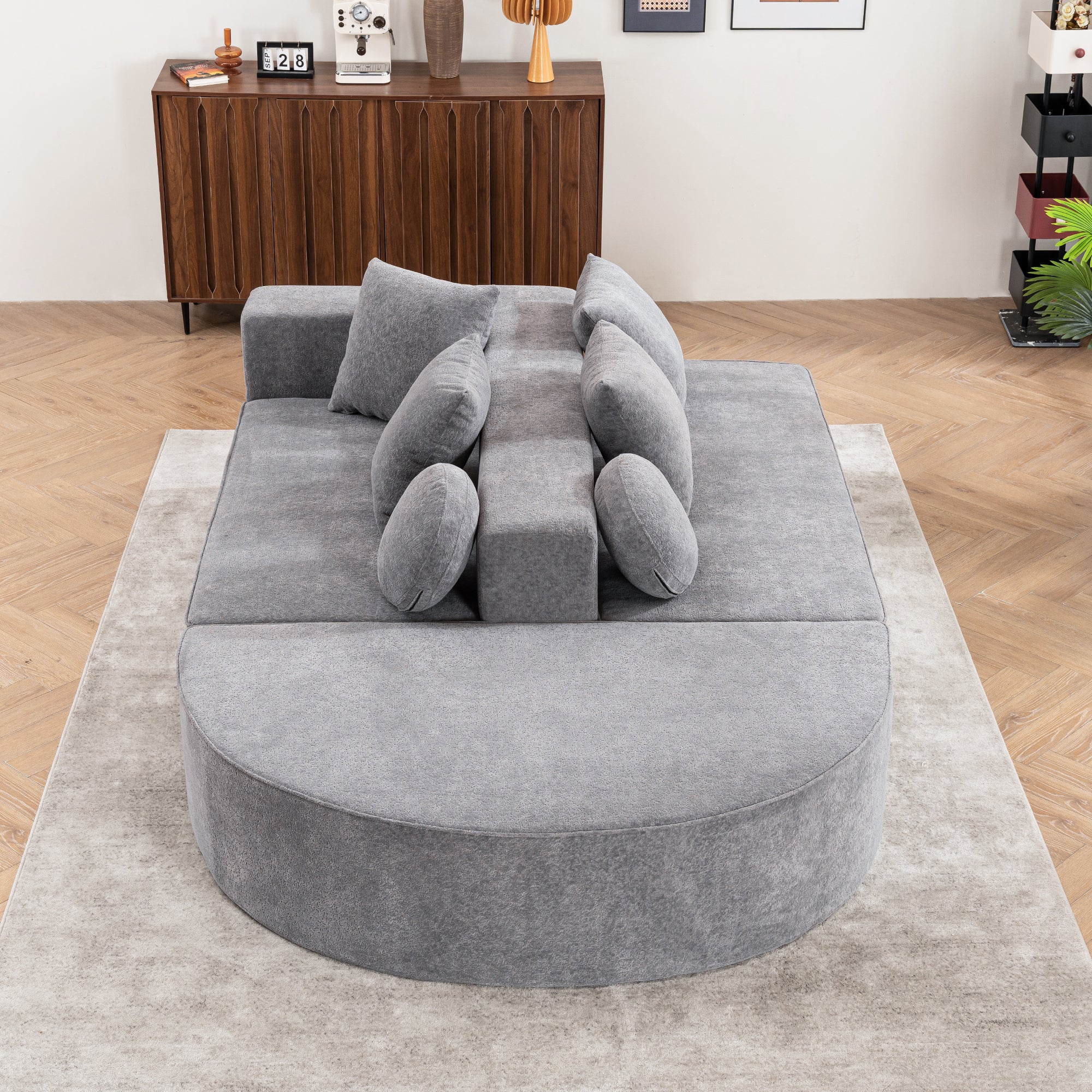 Modular Sofa Segmented Boneless No Assembly - Chenille Fabric - Image 8