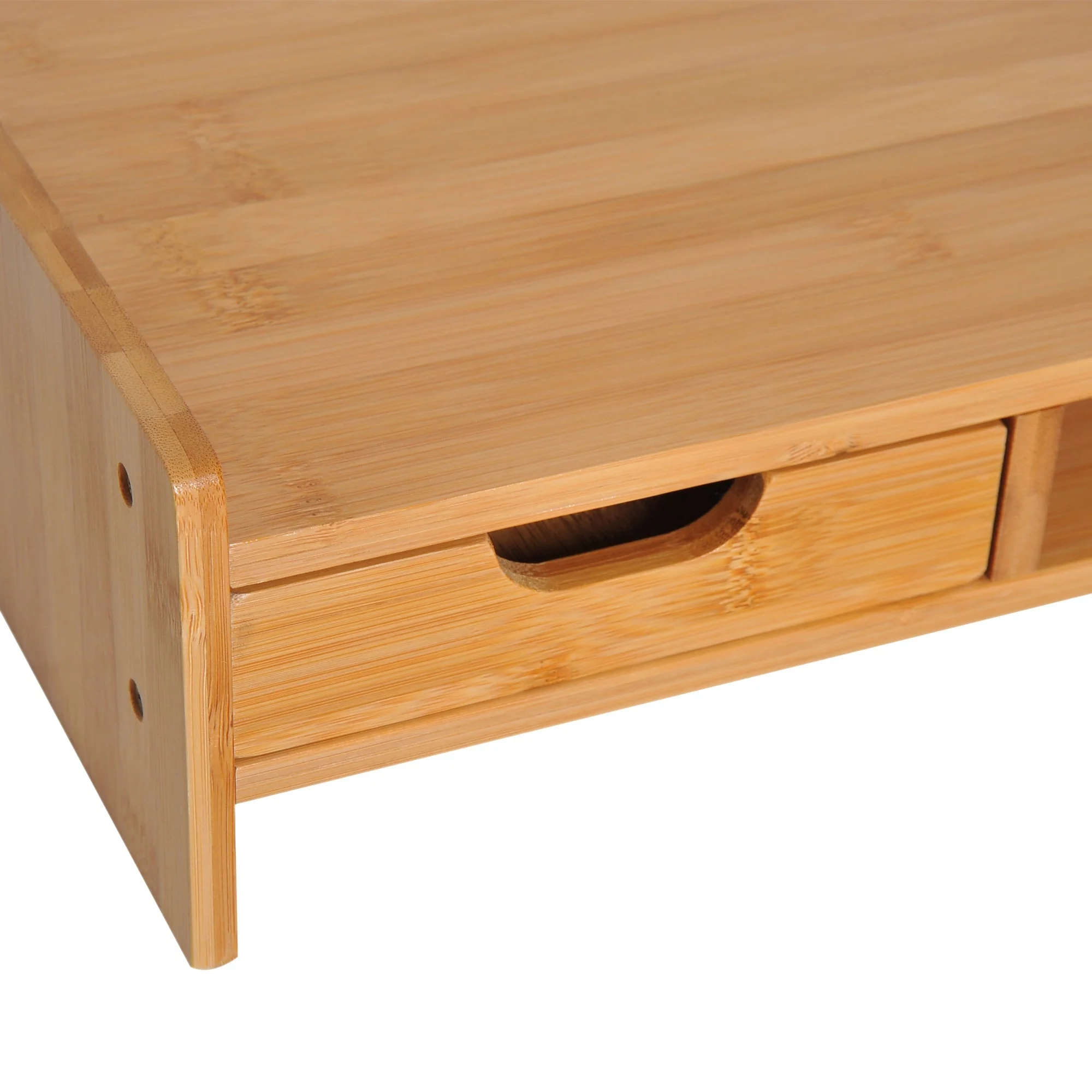 Monitor Stand Screen Desk Organizer with Drawers, Natural Bamboo - Image 7