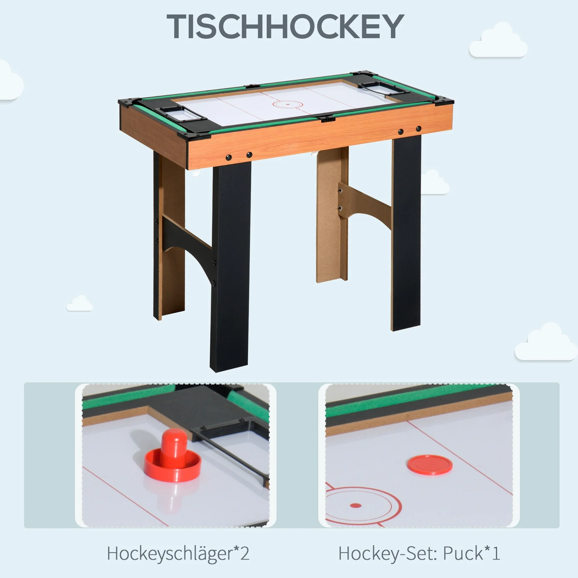 Multi-Game Table, 4-in-1 Football Hockey Table Tennis Billiards, MDF - Image 6