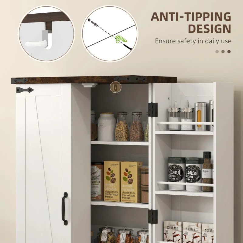 Multi-Storage Cabinet Farmhouse Style with Adjustable Shelves White - Image 6
