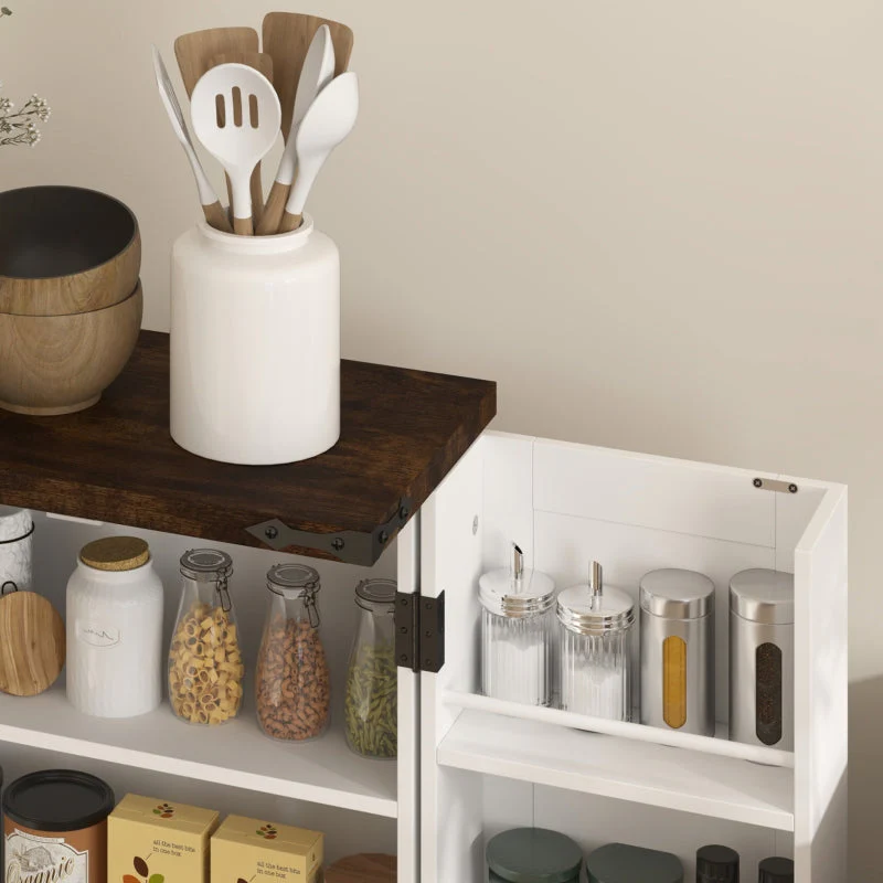 Multi-Storage Cabinet Farmhouse Style with Adjustable Shelves White - Image 8