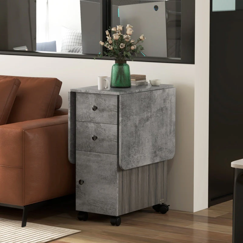 Multi-Storage Drop Leaf Dining Table, Six-Person Extendable, Mixed Grey - Image 7