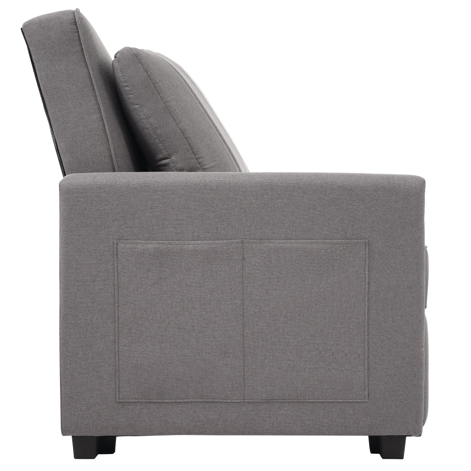 Multifunctional Folding Sofa Bed, Adjustable Backrest 180 x 127 cm, Dark Gray Linen Fabric - Image 3