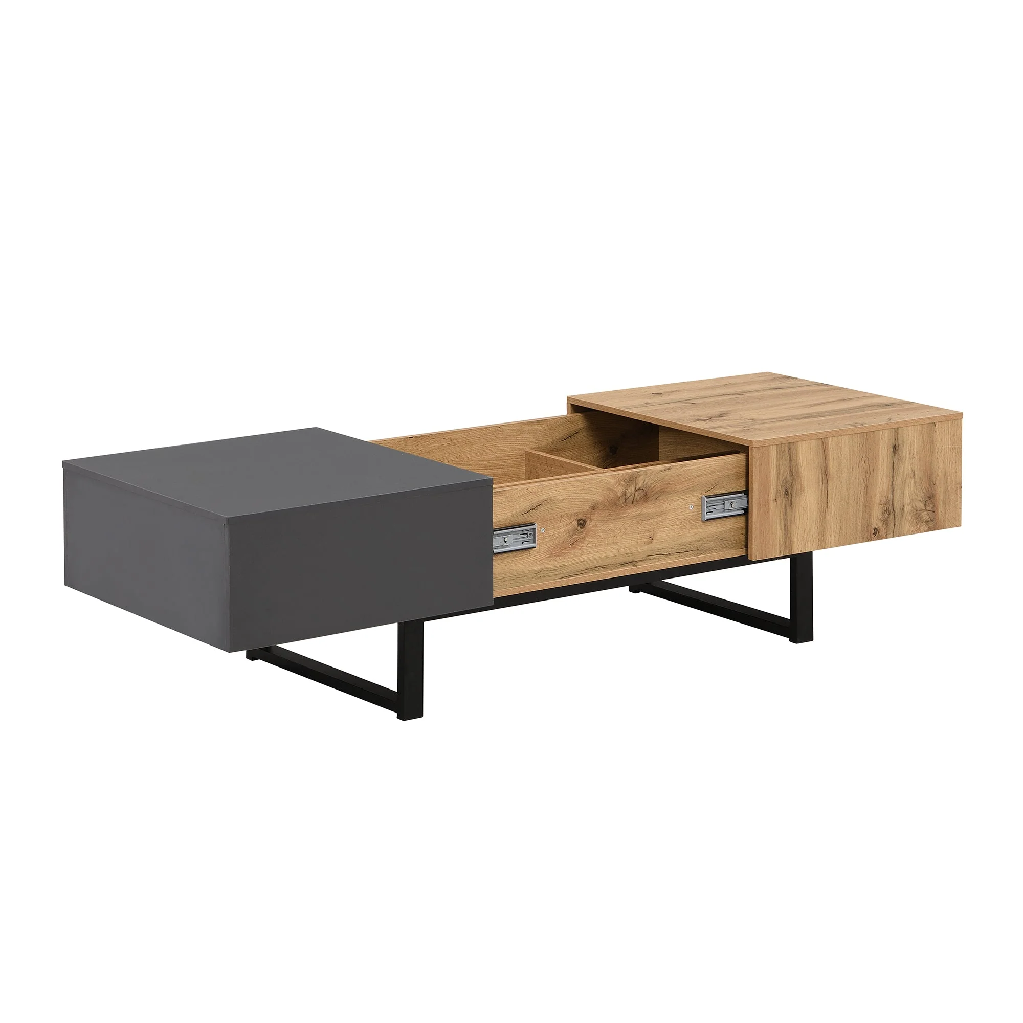 Multifunctional Modern Sliding Coffee Table with Hidden Storage, Wood and Metal - Image 12