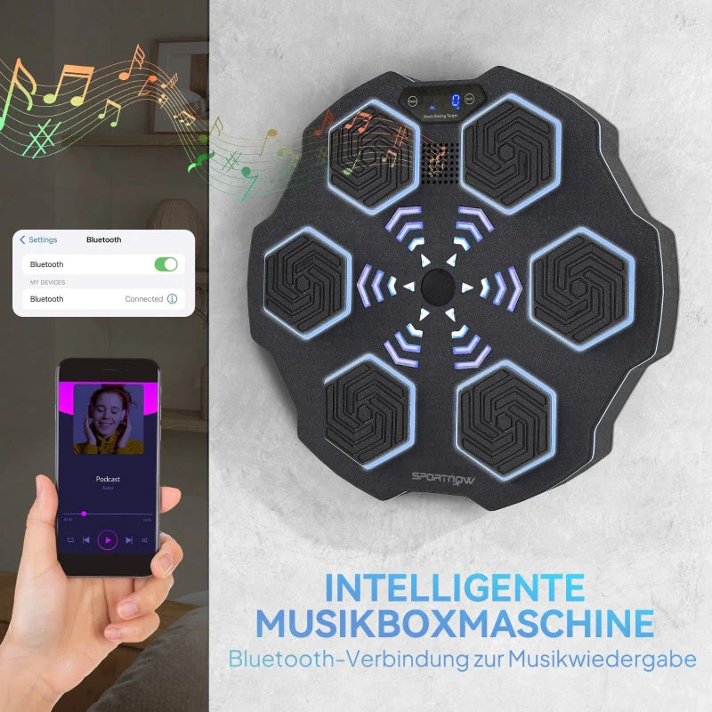 Music Boxing Machine, Bluetooth, 9 Speeds, Wall-Mounted, Black - Image 5
