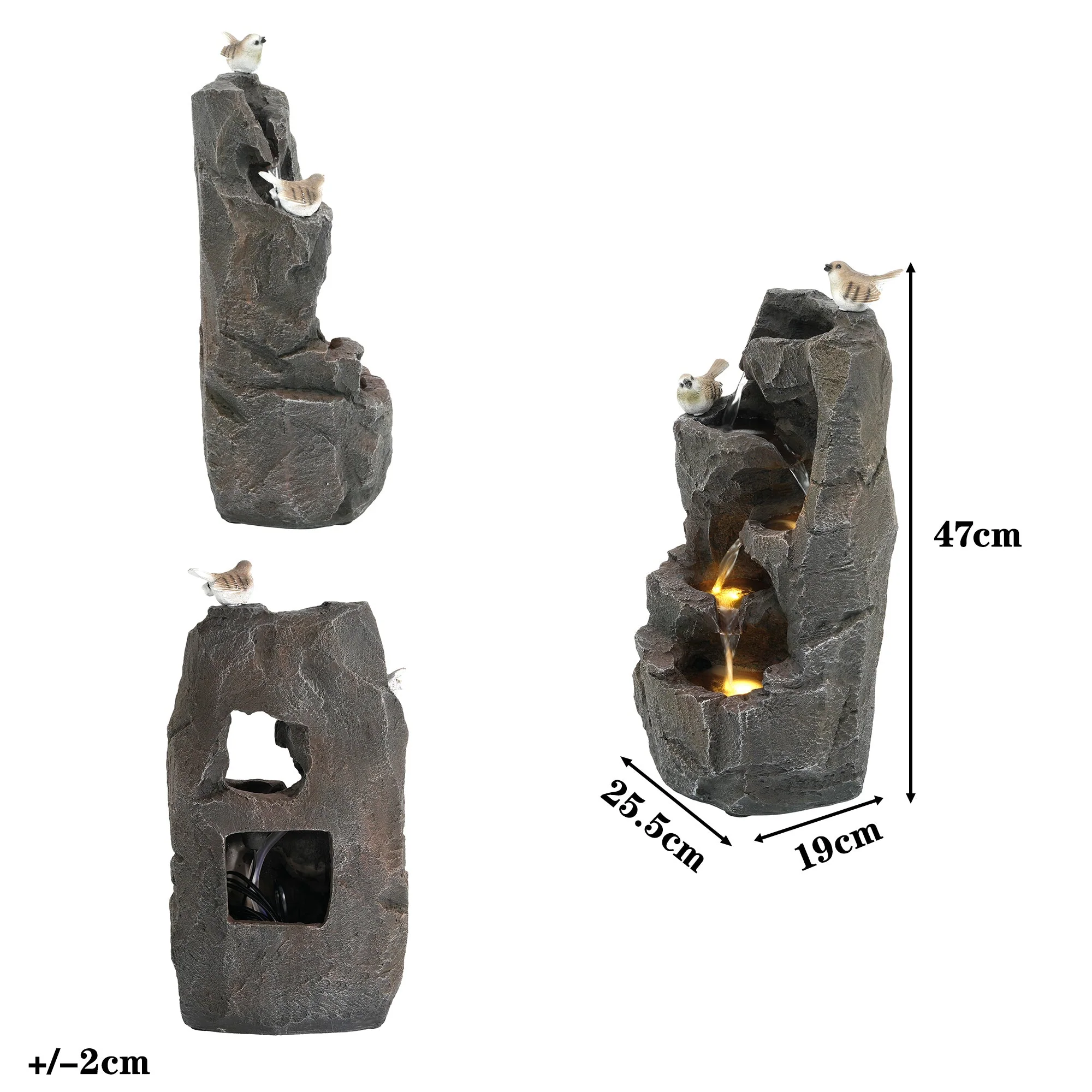 Natural Zen LED Outdoor Fountain for Garden and Terrace, 47 cm, Stone Grey - Image 5